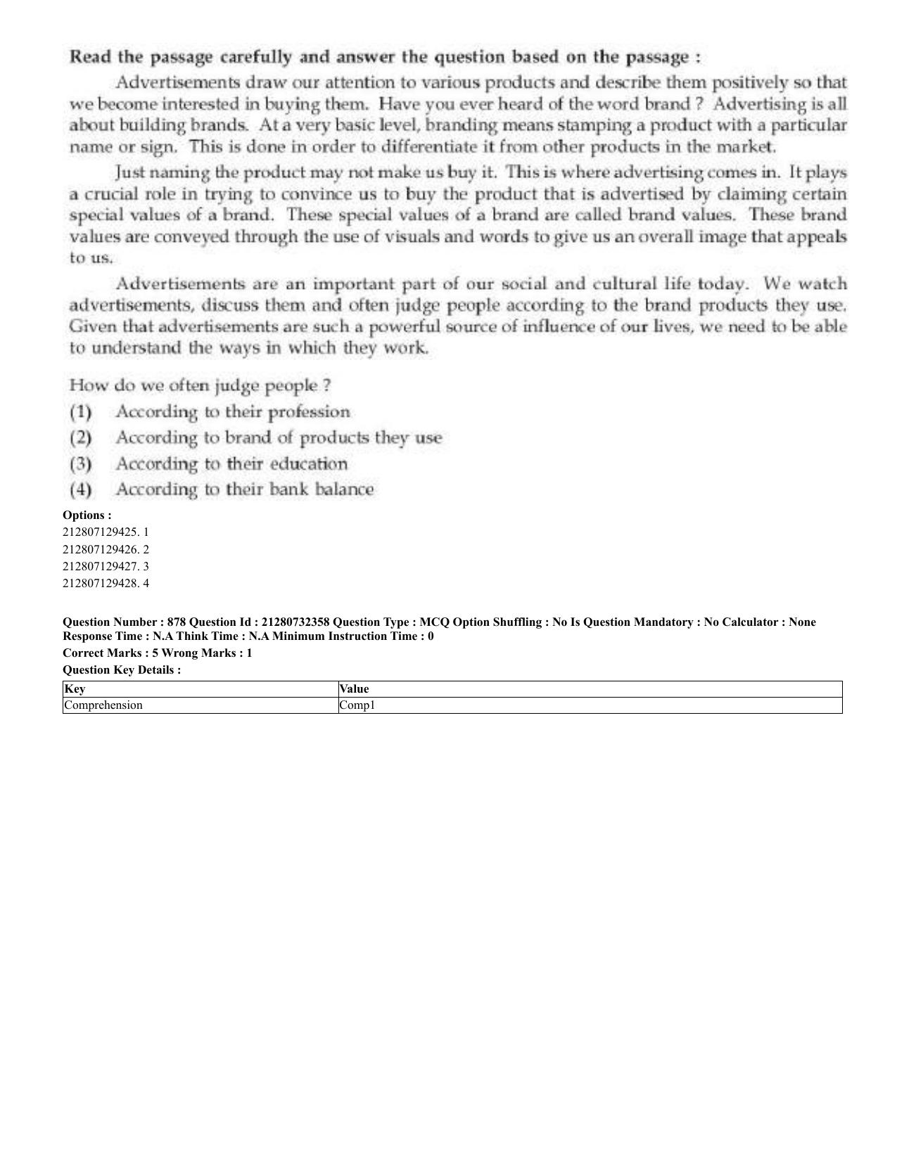 CUET 2023 English Arabic Shift 3 Question Papers - Page 426