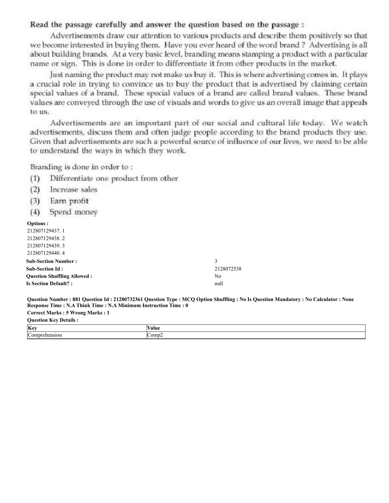 CUET 2023 English Arabic Shift 3 Question Papers - Page 429