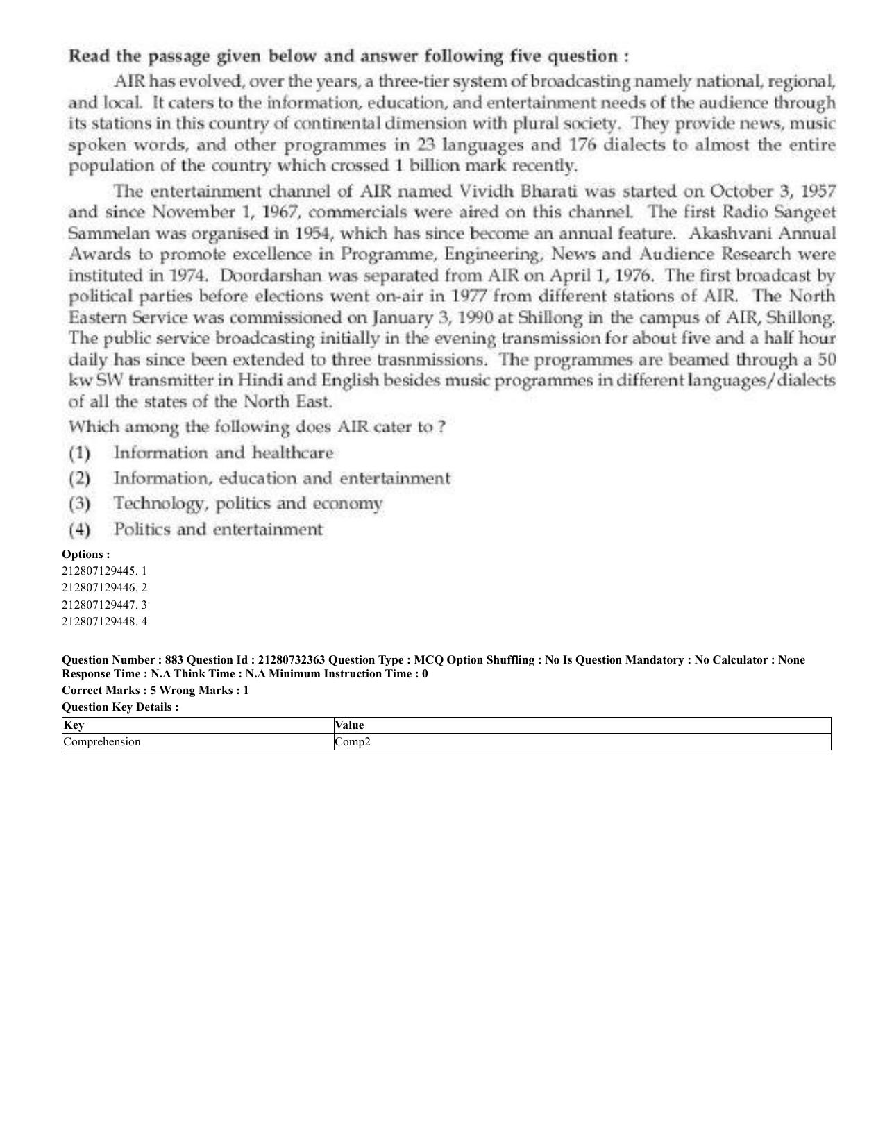 CUET 2023 English Arabic Shift 3 Question Papers - Page 431