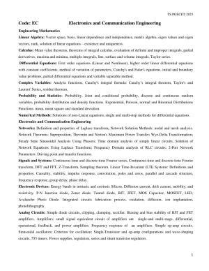 TS PGECET Electronics and Communication Engineering Syllabus