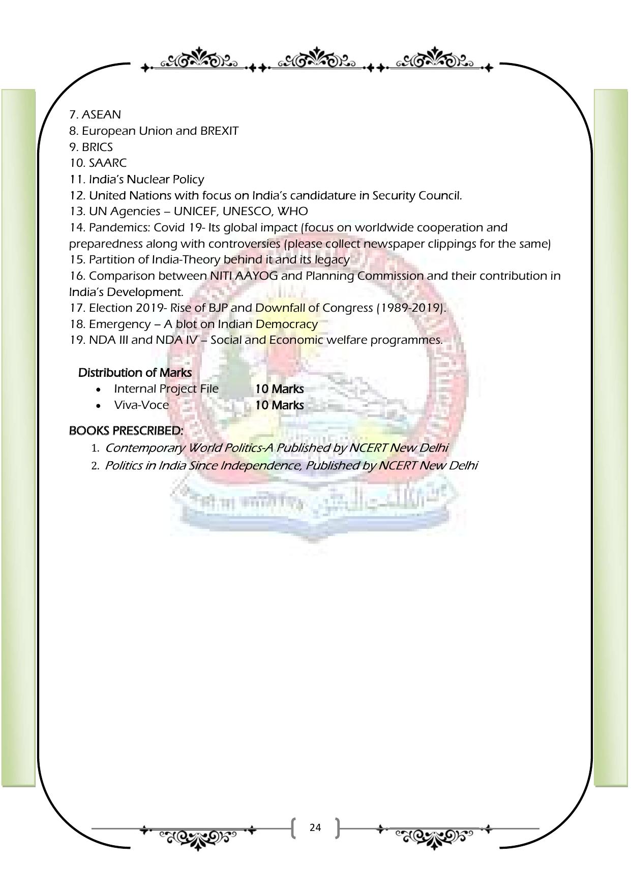 JKBOSE Class 12 Syllabus for JK & Ladakh (2024-25) - Page 32
