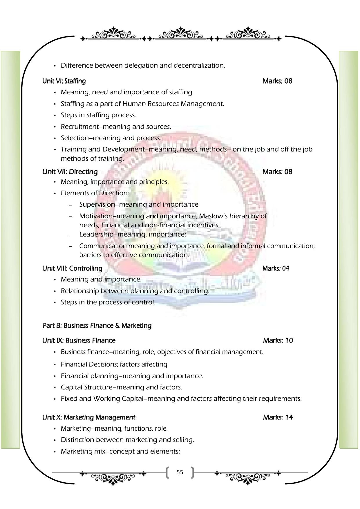JKBOSE Class 12 Syllabus for JK & Ladakh (2024-25) - Page 63