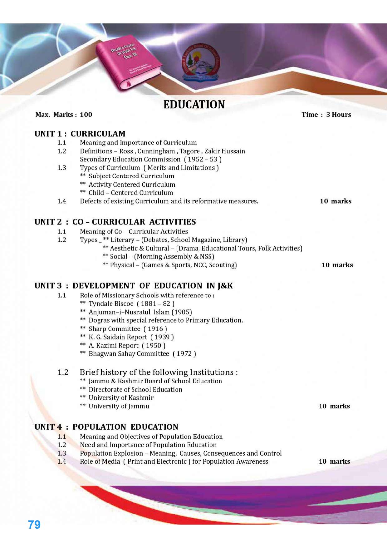 JKBOSE Class 12 Syllabus for JK & Ladakh (2024-25) - Page 87