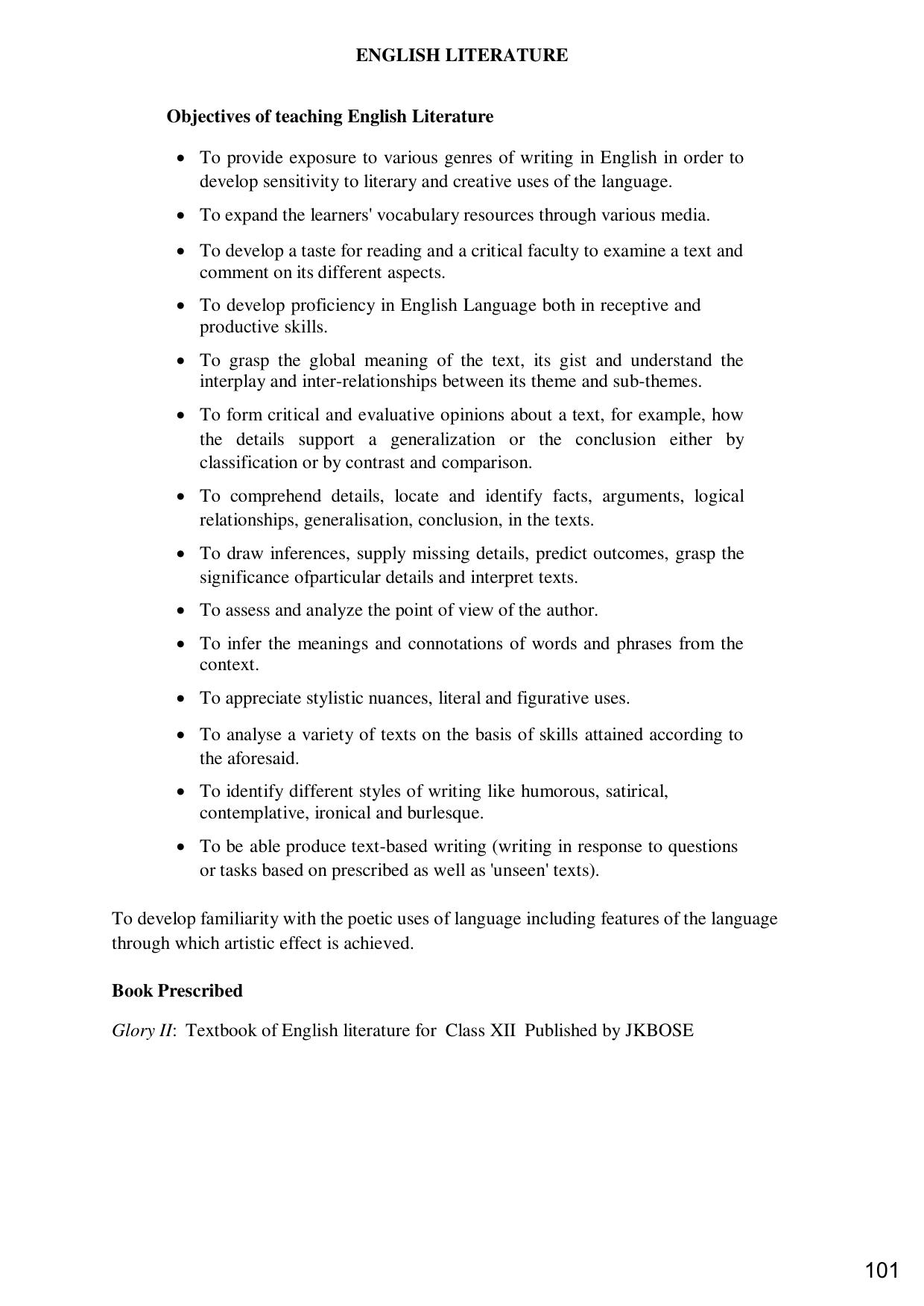 JKBOSE Class 12 Syllabus for JK & Ladakh (2024-25) - Page 109