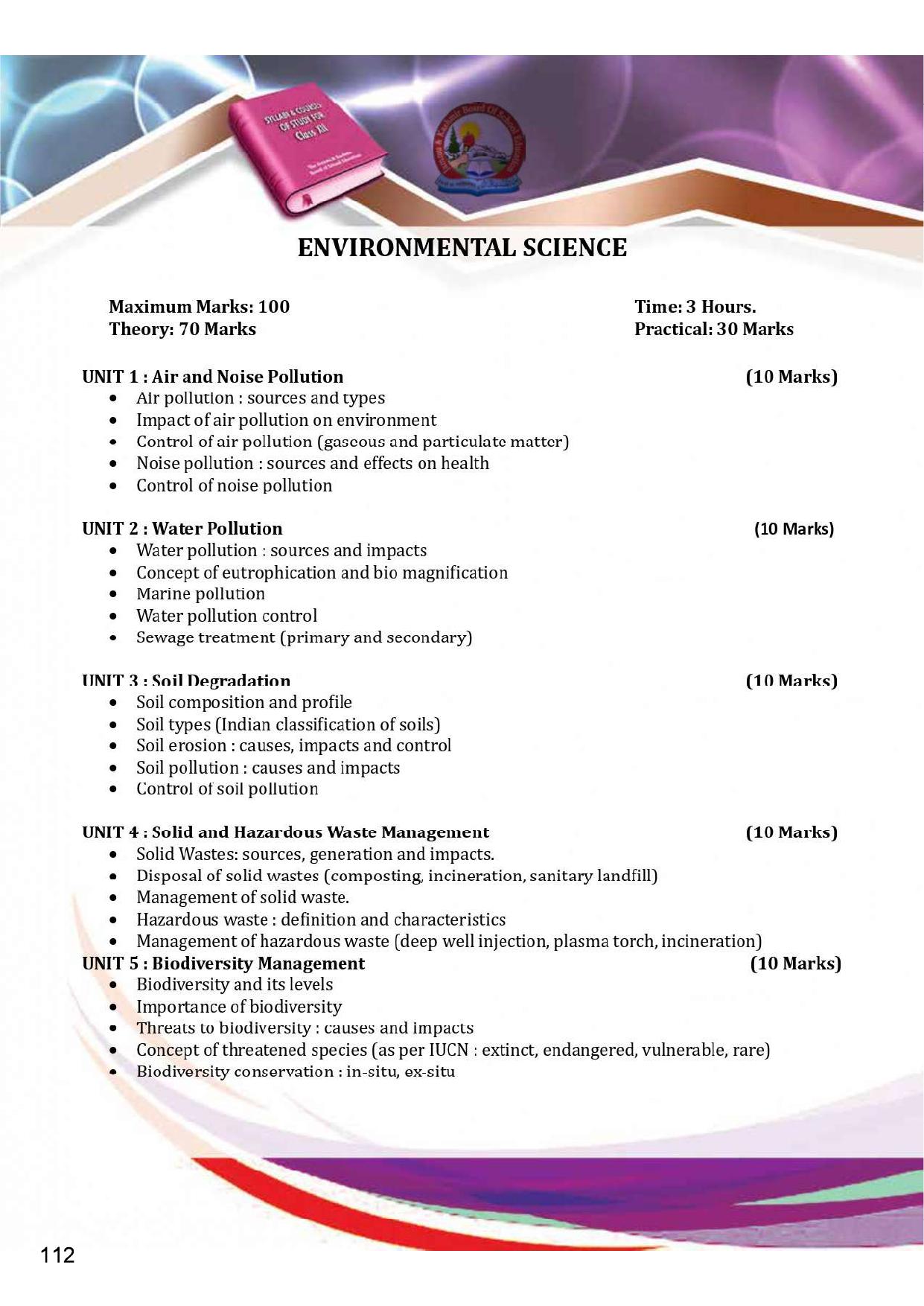 JKBOSE Class 12 Syllabus for JK & Ladakh (2024-25) - Page 120