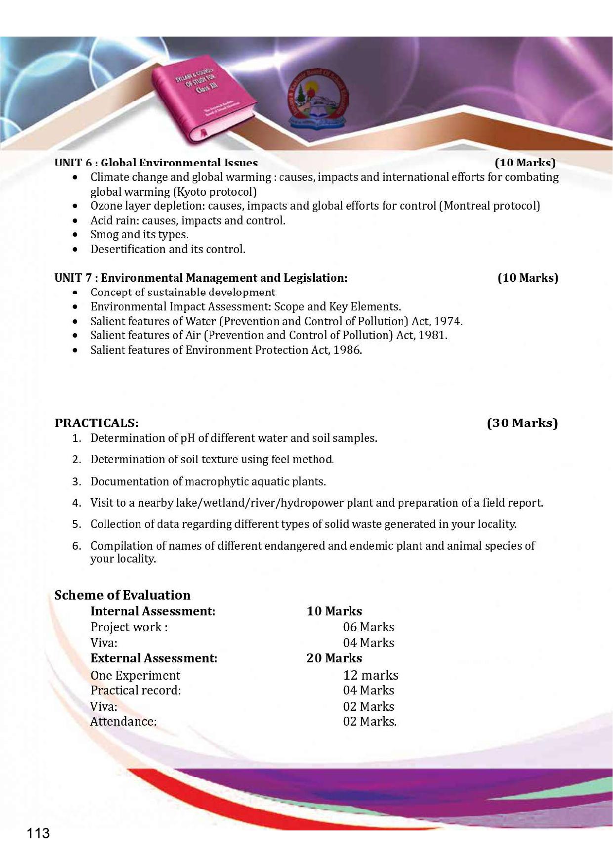 JKBOSE Class 12 Syllabus for JK & Ladakh (2024-25) - Page 121