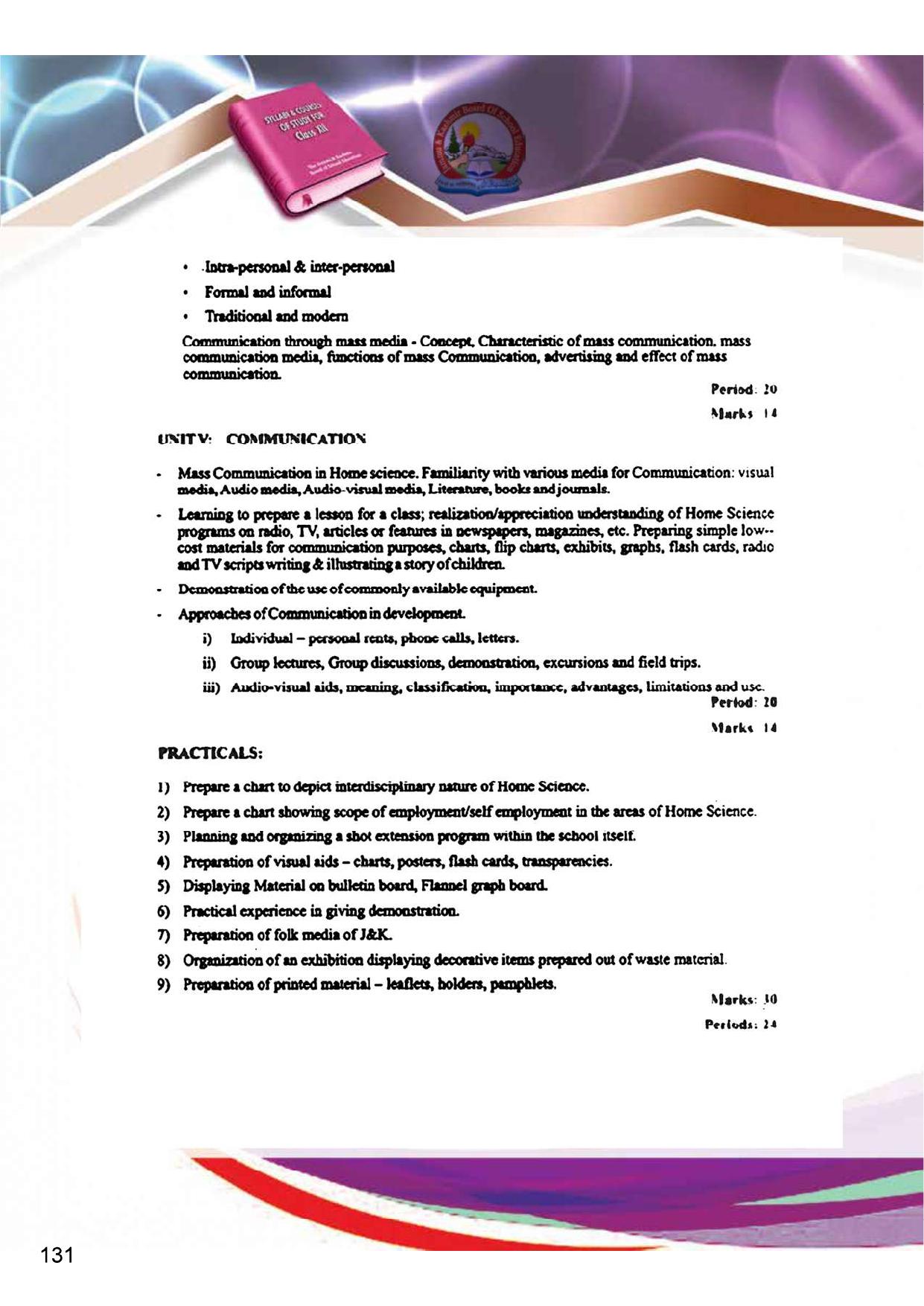 JKBOSE Class 12 Syllabus for JK & Ladakh (2024-25) - Page 139