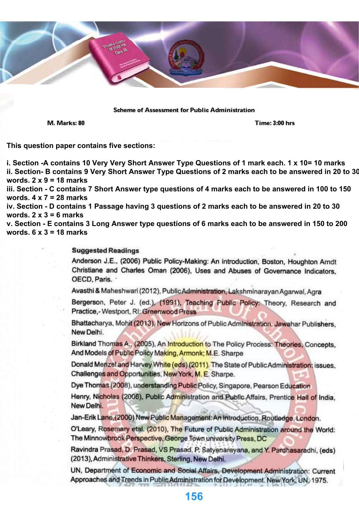 JKBOSE Class 12 Syllabus for JK & Ladakh (2024-25) - Page 164