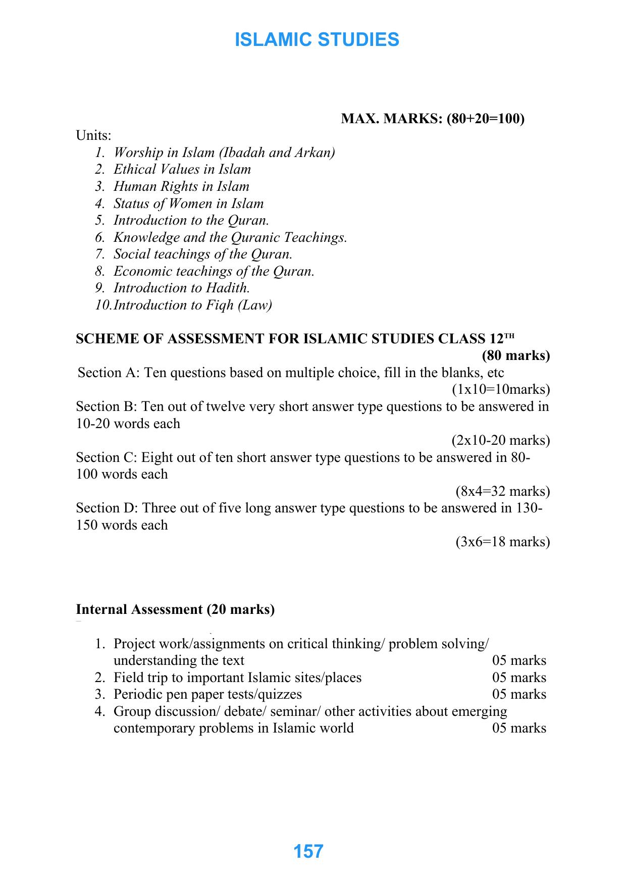 JKBOSE Class 12 Syllabus for JK & Ladakh (2024-25) - Page 165
