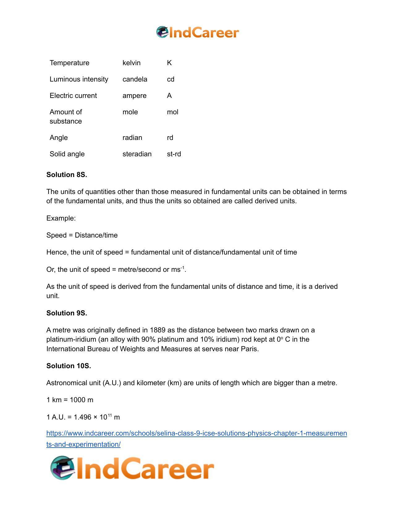Selina Class 9 ICSE Solutions Physics : Chapter 1- Measurements and Experimentation - Page 4