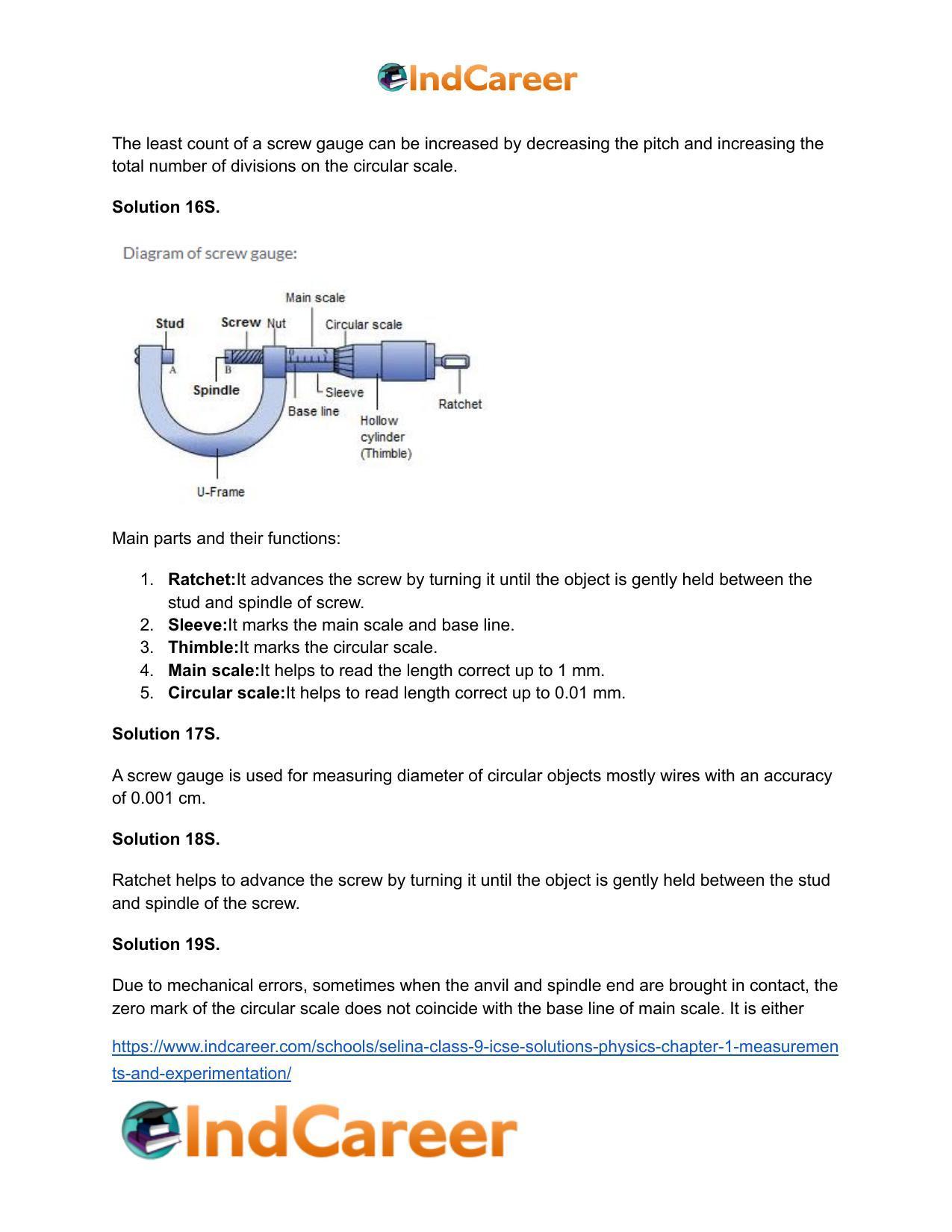 Selina Class 9 ICSE Solutions Physics : Chapter 1- Measurements and Experimentation - Page 18