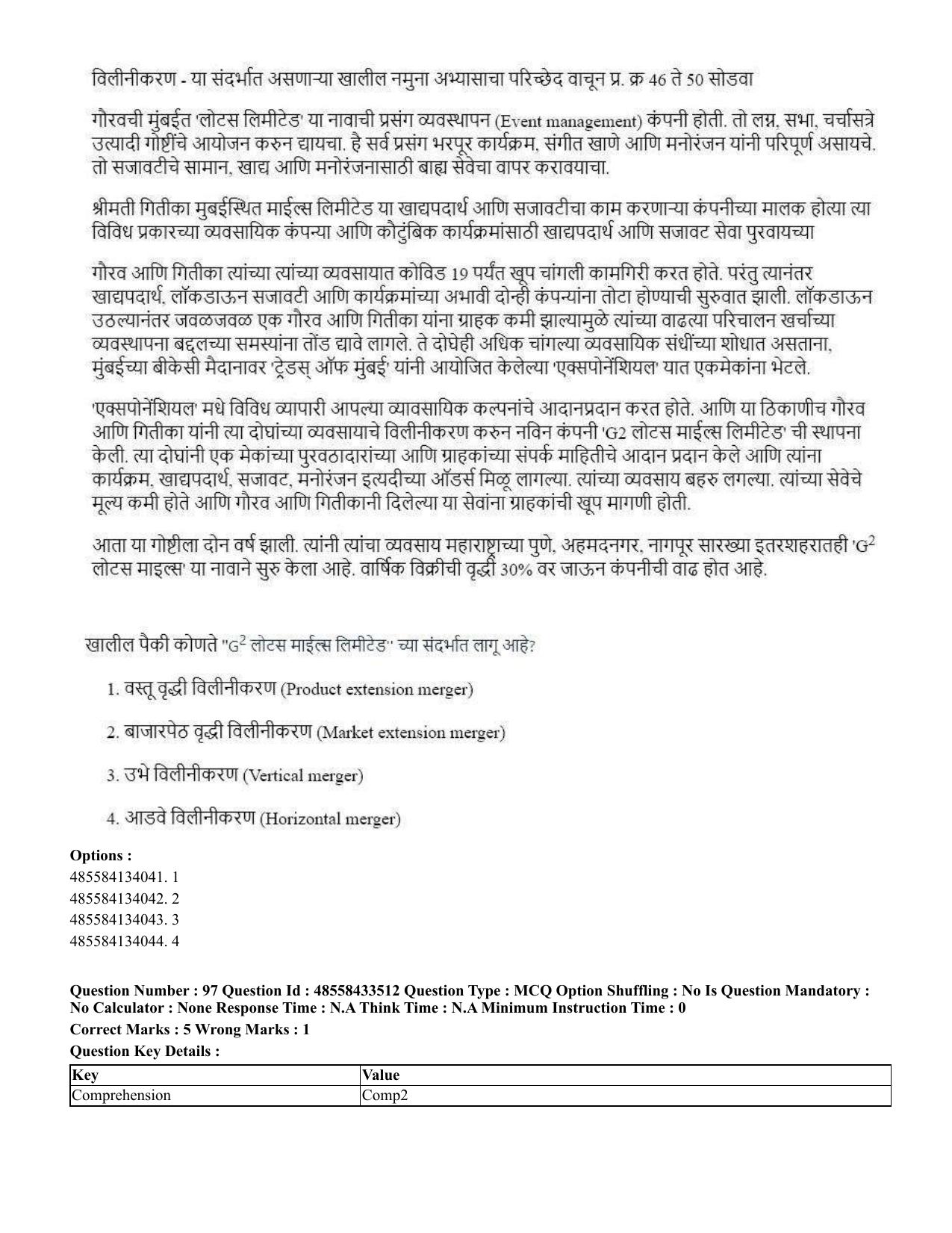 CUET 2023 English Marathi Shift 1 Question Papers - 18 June 2023 - Page 89