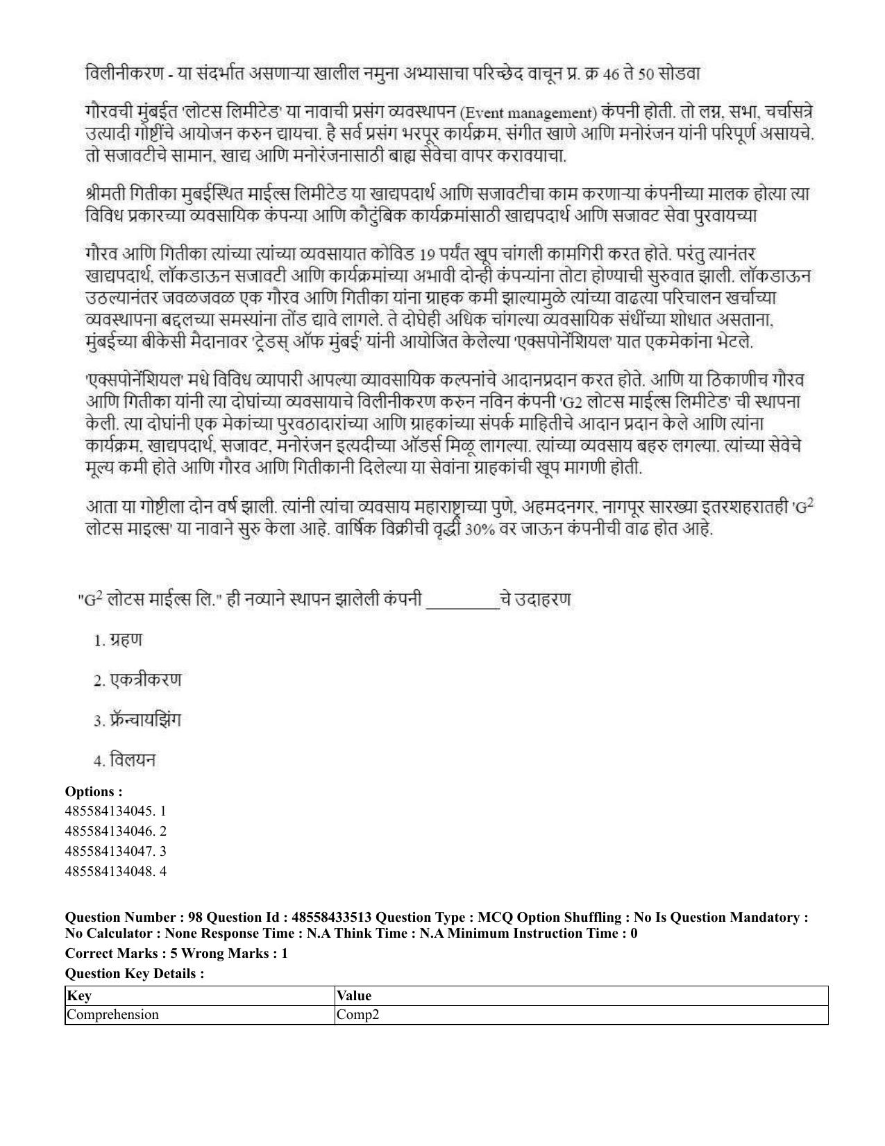 CUET 2023 English Marathi Shift 1 Question Papers - 18 June 2023 - Page 91