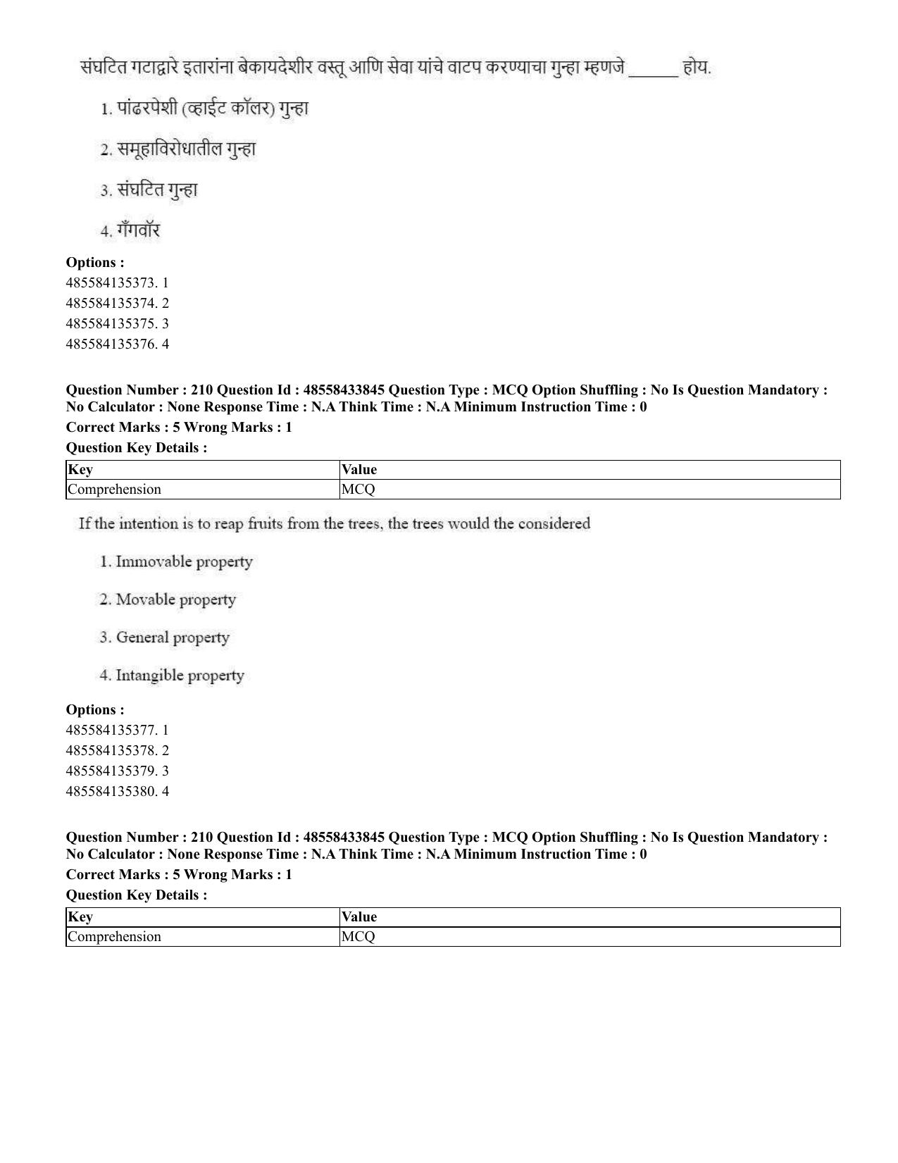 CUET 2023 English Marathi Shift 1 Question Papers - 18 June 2023 - Page 167