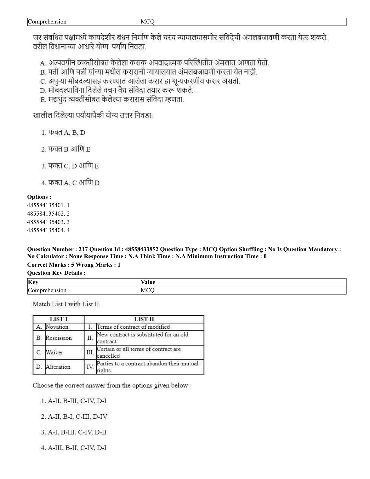 CUET 2023 English Marathi Shift 1 Question Papers - 18 June 2023 - Page 174