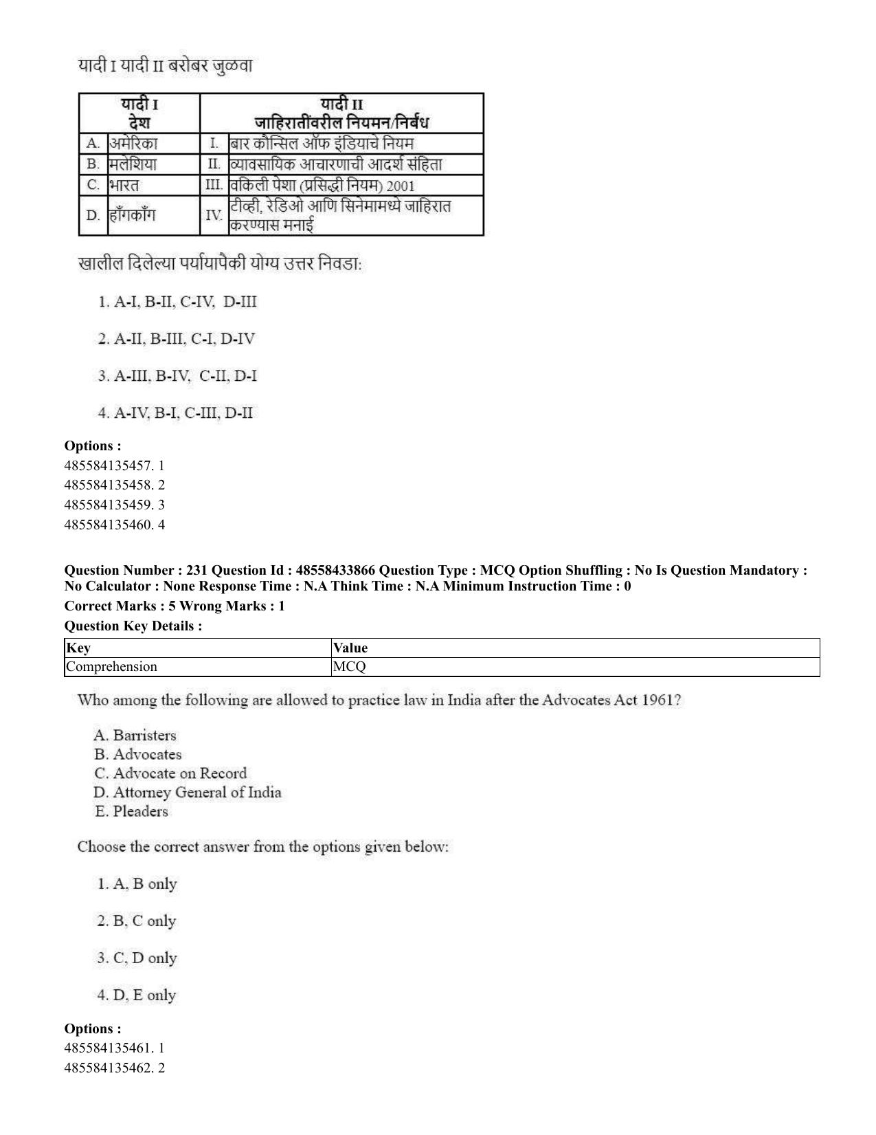 CUET 2023 English Marathi Shift 1 Question Papers - 18 June 2023 - Page 189