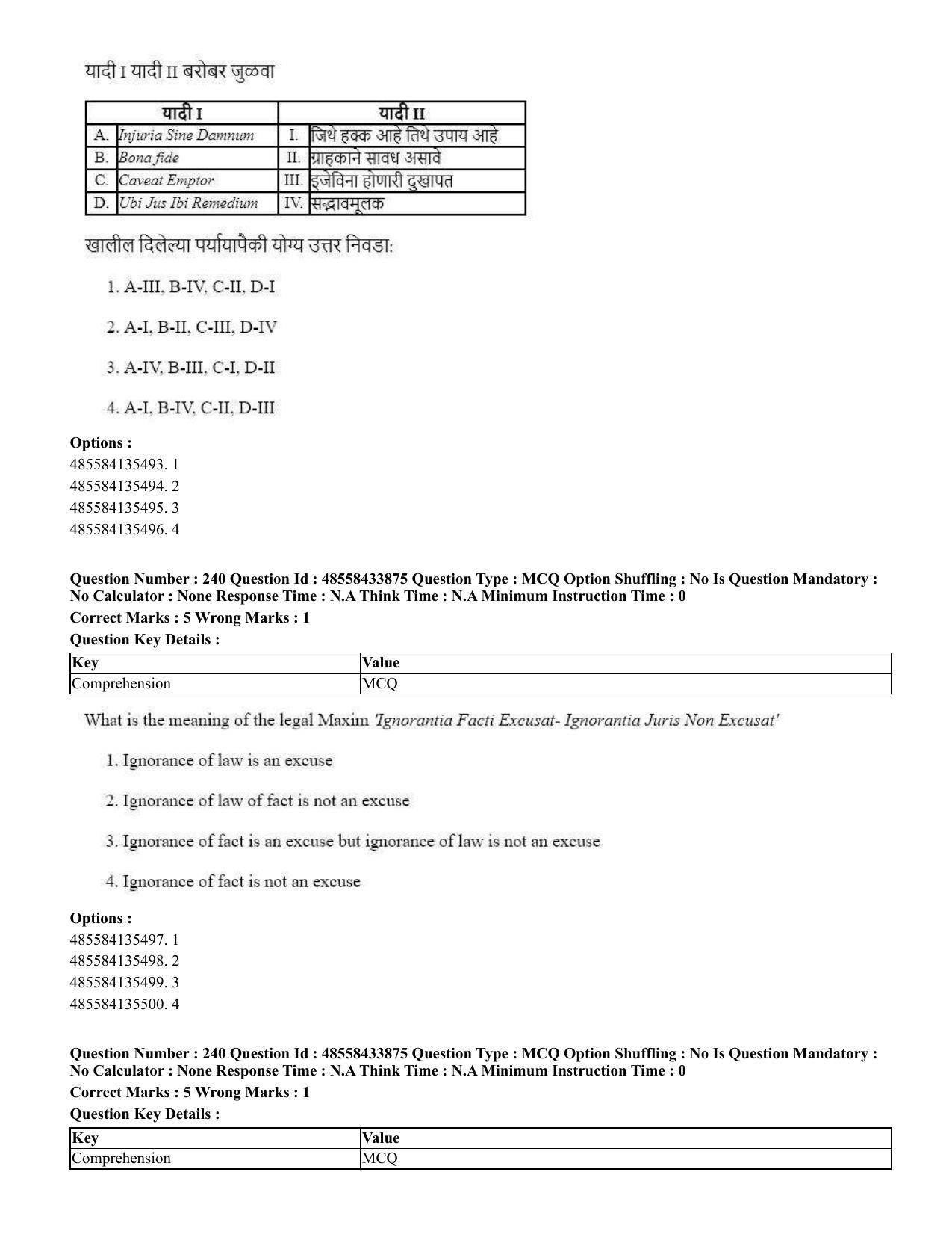 CUET 2023 English Marathi Shift 1 Question Papers - 18 June 2023 - Page 199