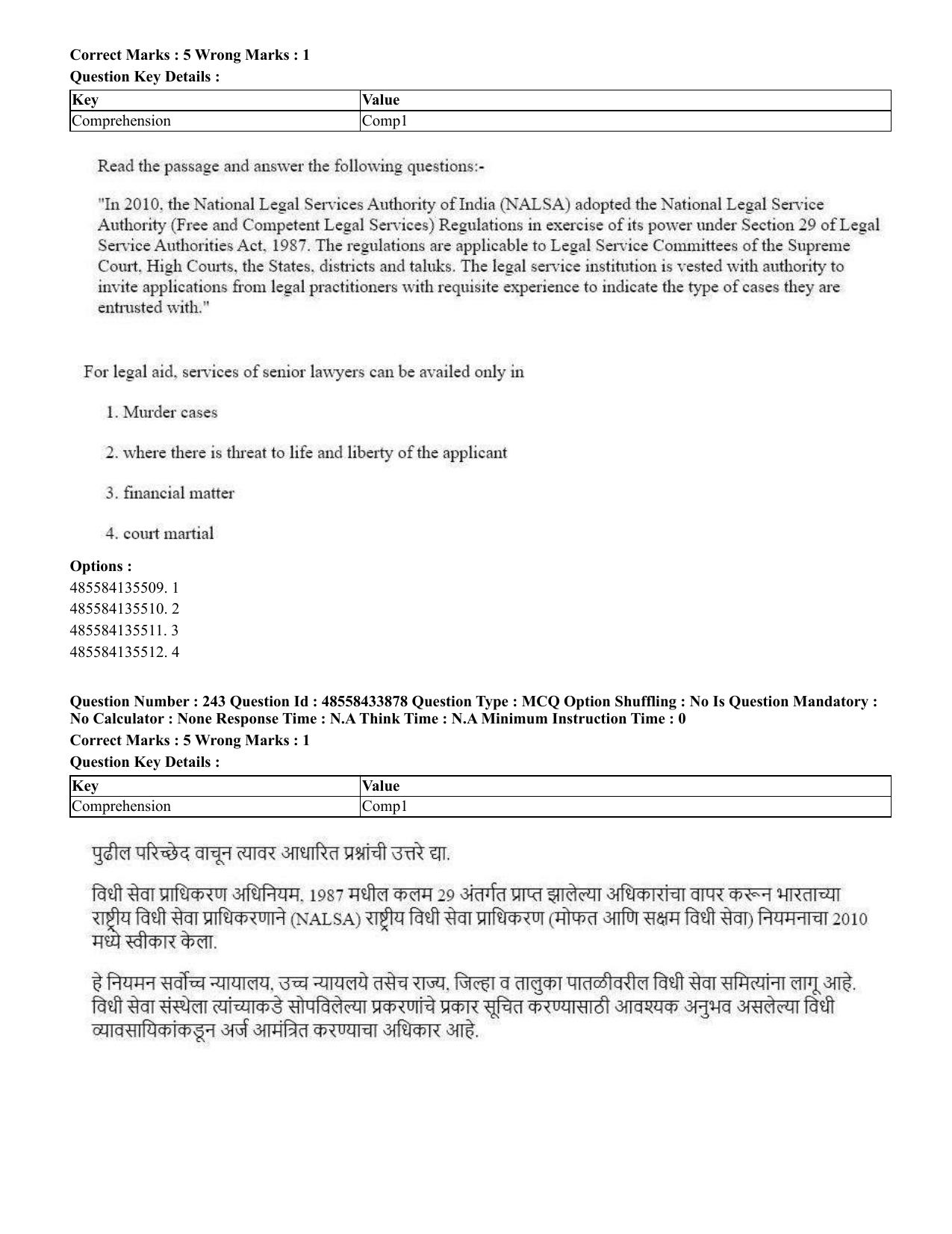 CUET 2023 English Marathi Shift 1 Question Papers - 18 June 2023 - Page 203