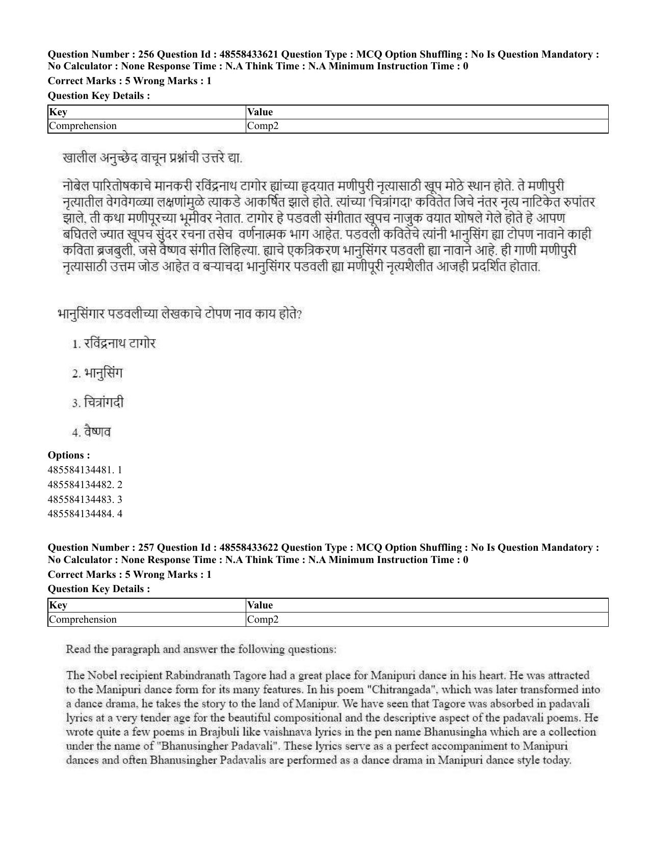 CUET 2023 English Marathi Shift 1 Question Papers - 18 June 2023 - Page 222