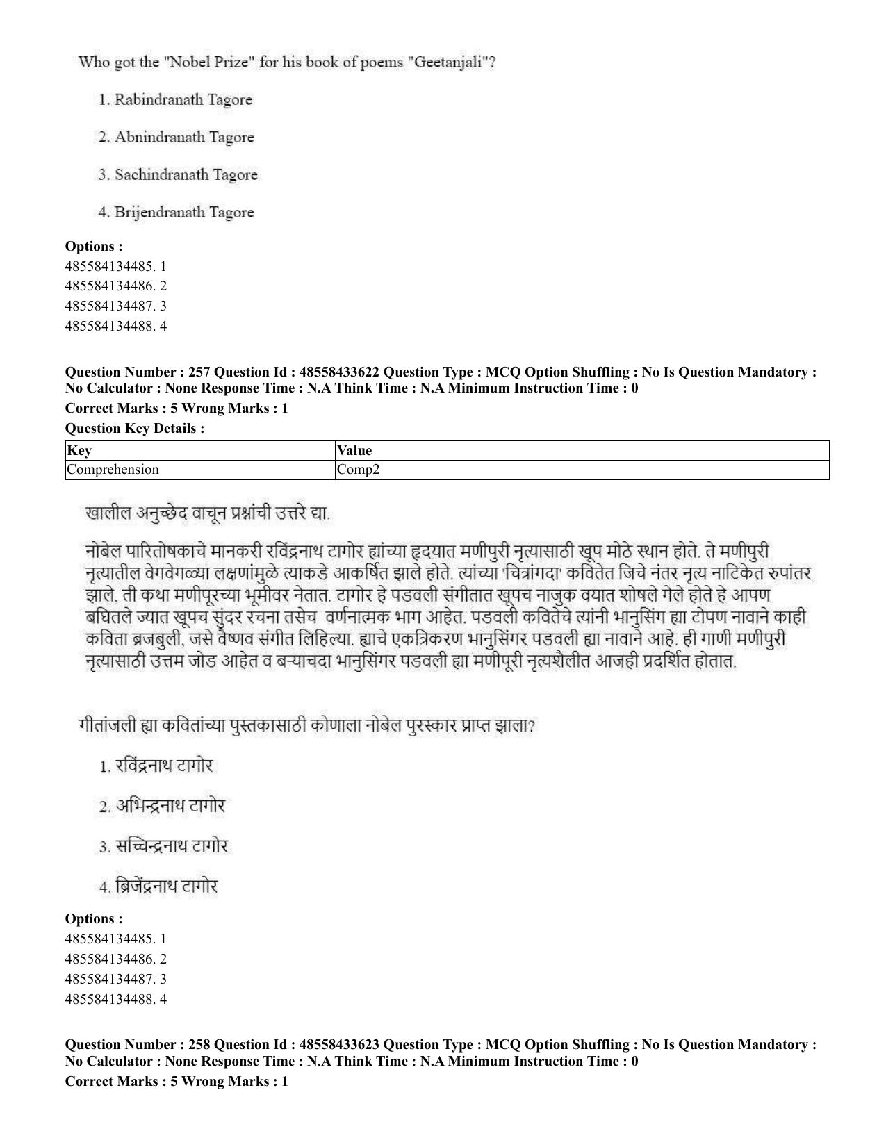 CUET 2023 English Marathi Shift 1 Question Papers - 18 June 2023 - Page 223
