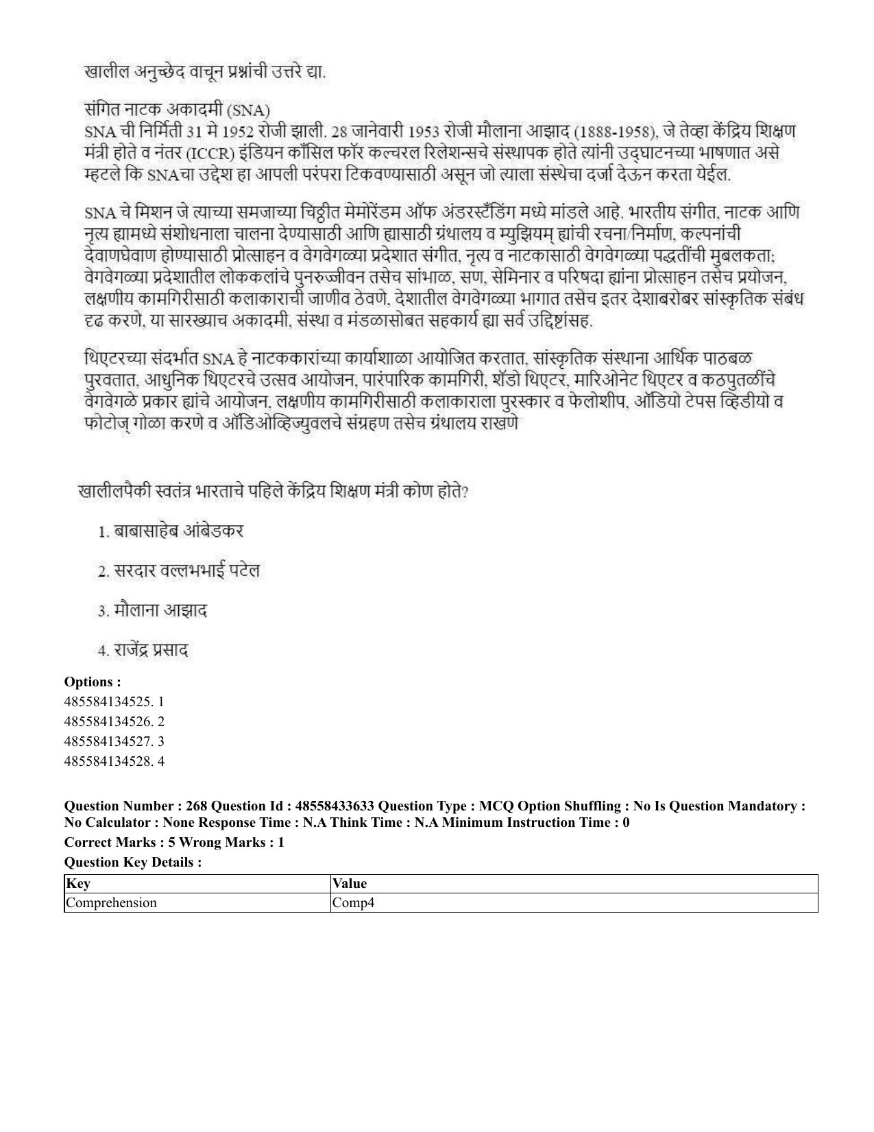 CUET 2023 English Marathi Shift 1 Question Papers - 18 June 2023 - Page 238