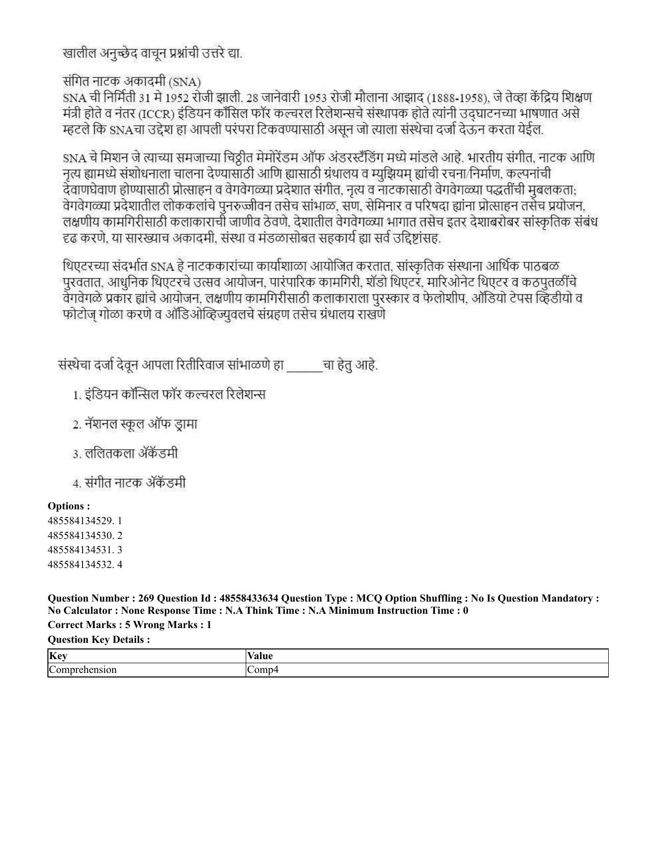 CUET 2023 English Marathi Shift 1 Question Papers - 18 June 2023 - Page 240
