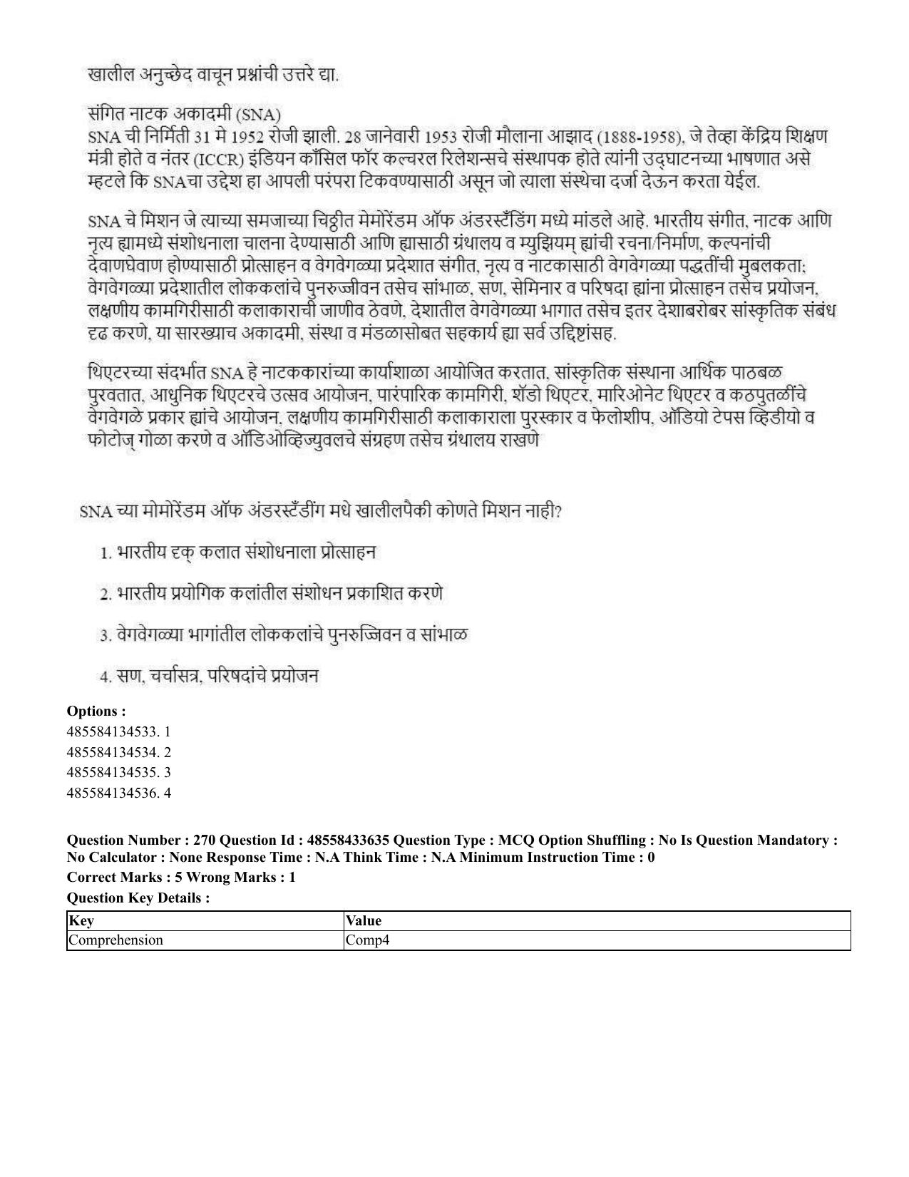 CUET 2023 English Marathi Shift 1 Question Papers - 18 June 2023 - Page 242