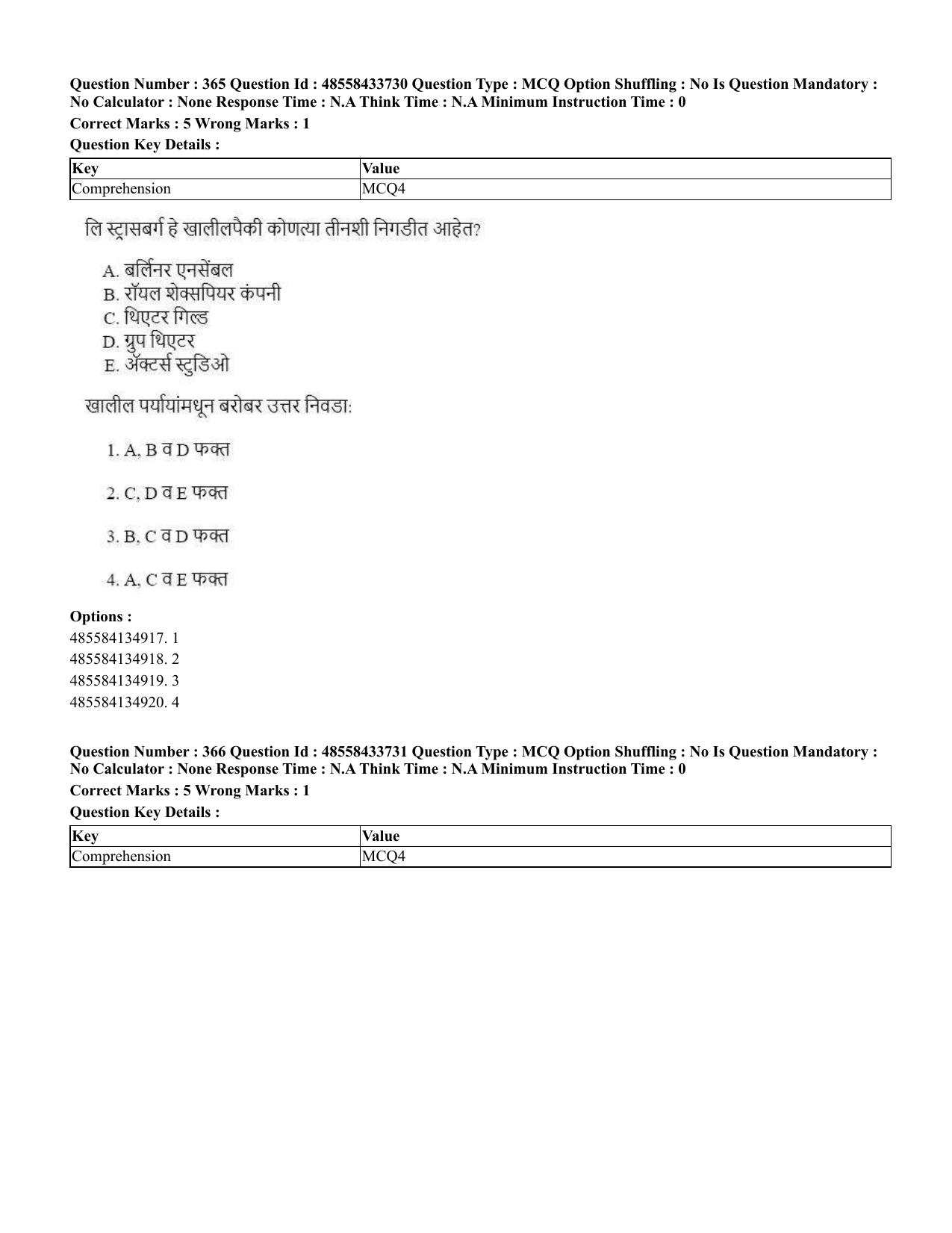 CUET 2023 English Marathi Shift 1 Question Papers - 18 June 2023 - Page 348