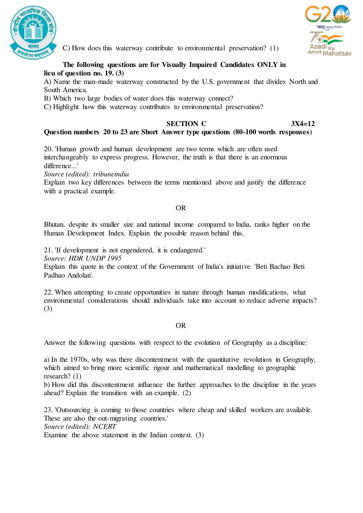 CBSE Class 12 Geography SET 1 Practice Questions 2023-24  - Page 9