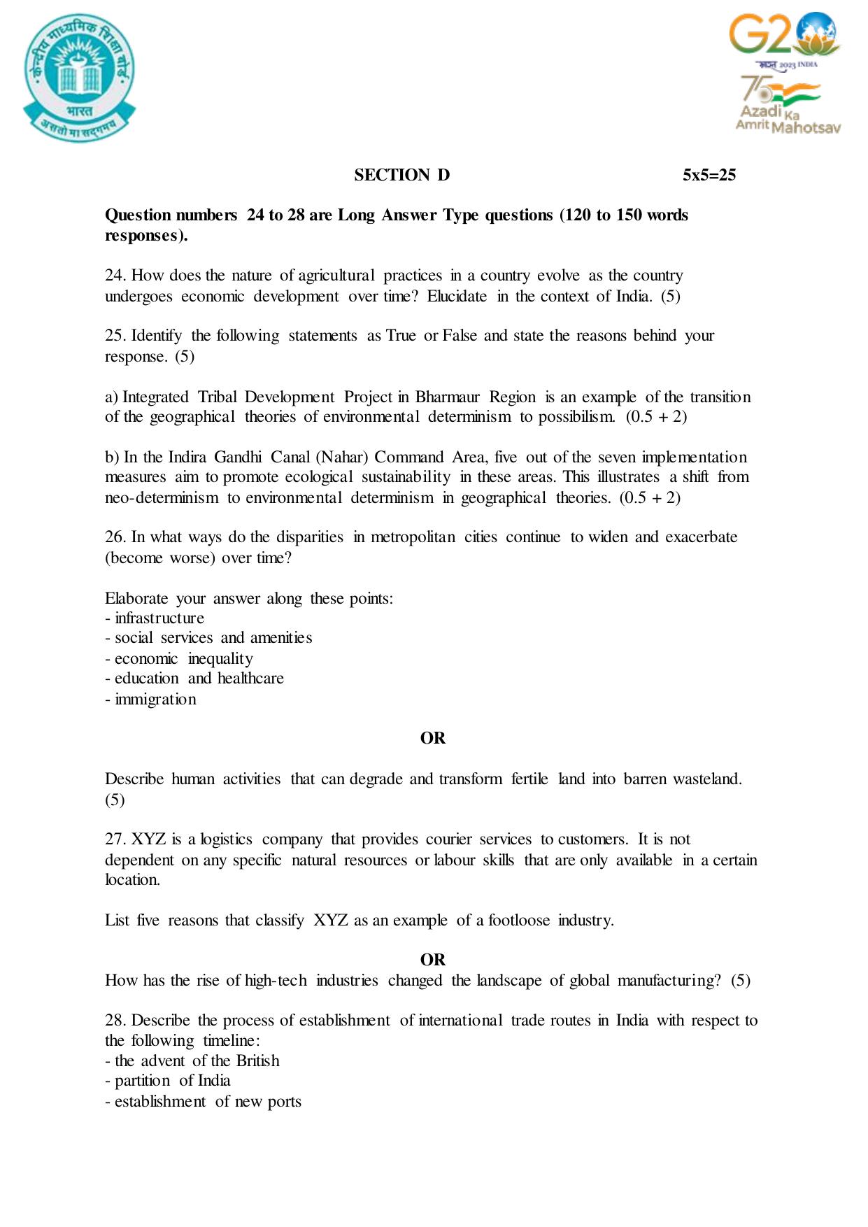 CBSE Class 12 Geography SET 1 Practice Questions 2023-24  - Page 10