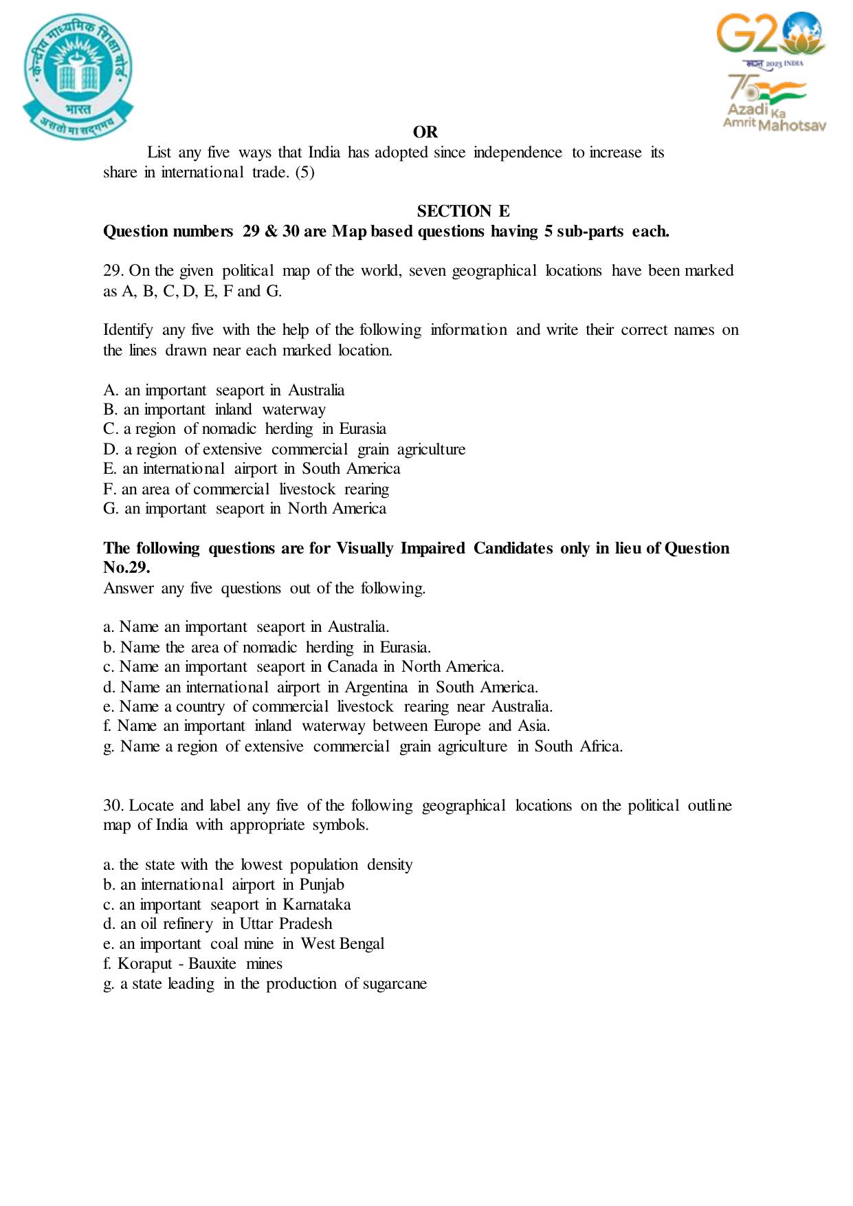 CBSE Class 12 Geography SET 1 Practice Questions 2023-24  - Page 11