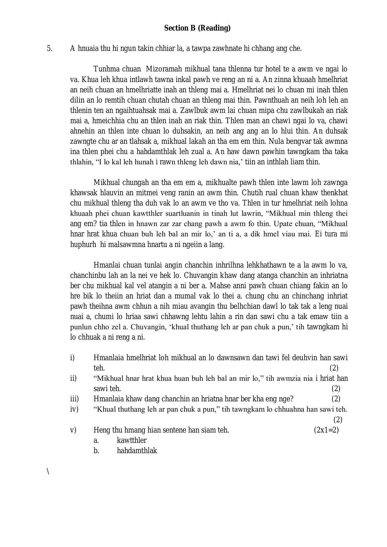 CBSE Class 10 Mizo Sample Paper 2024 - Page 4