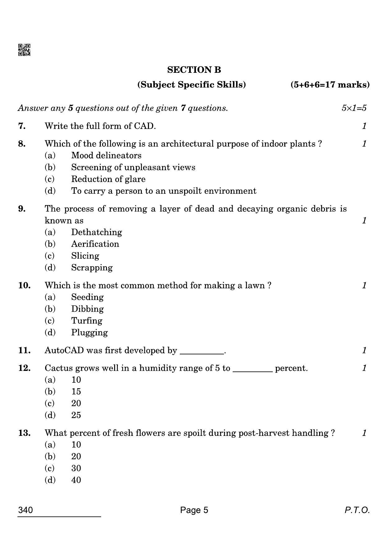 CBSE Class 12 340 Horticulture 2022 Compartment Question Paper - Page 5