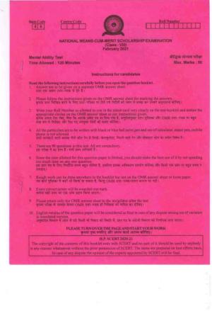 Himachal Pradesh NMMS MAT 2021 Question Paper