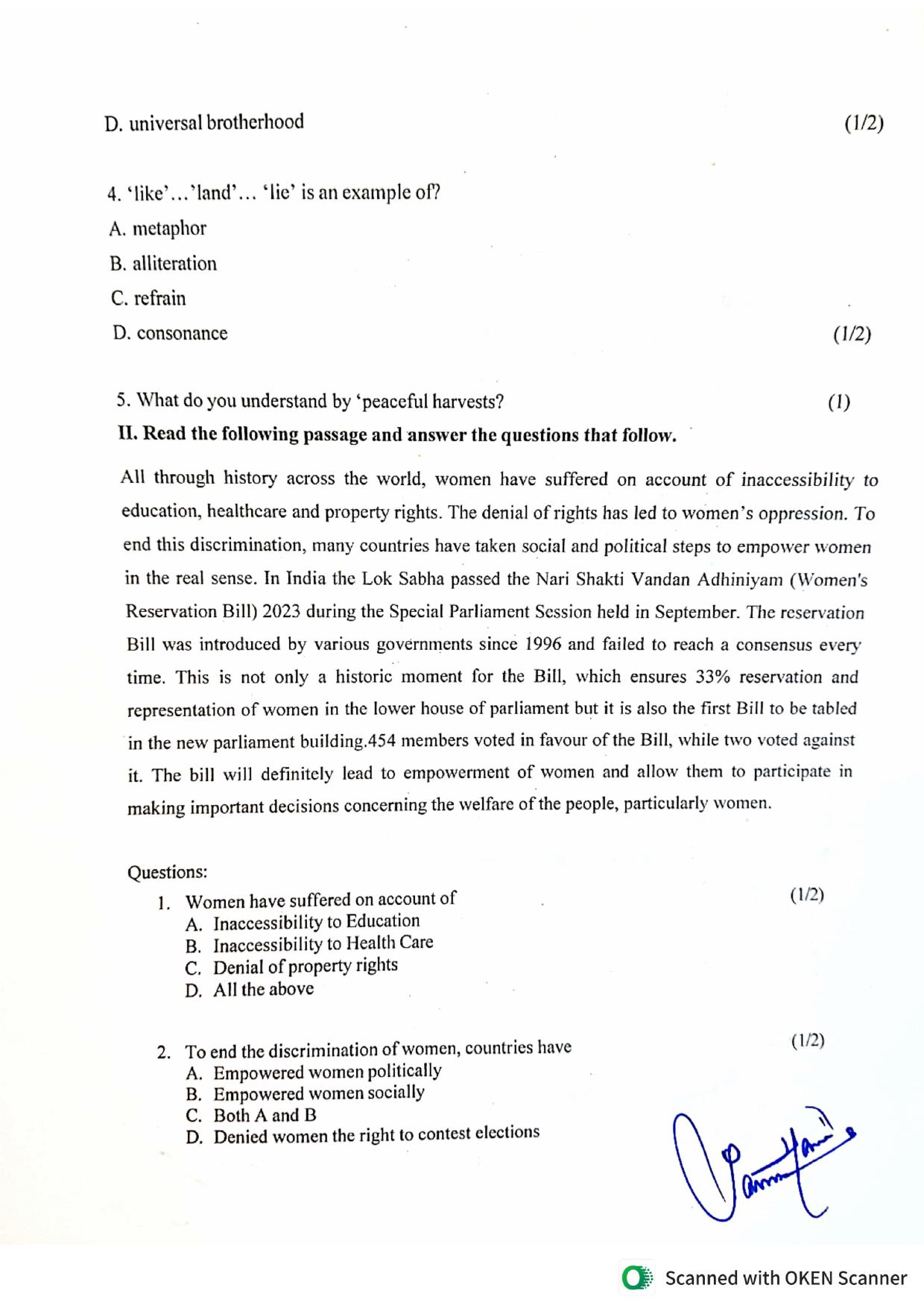 JKBOSE Class 9 English Model Question Paper - Page 2