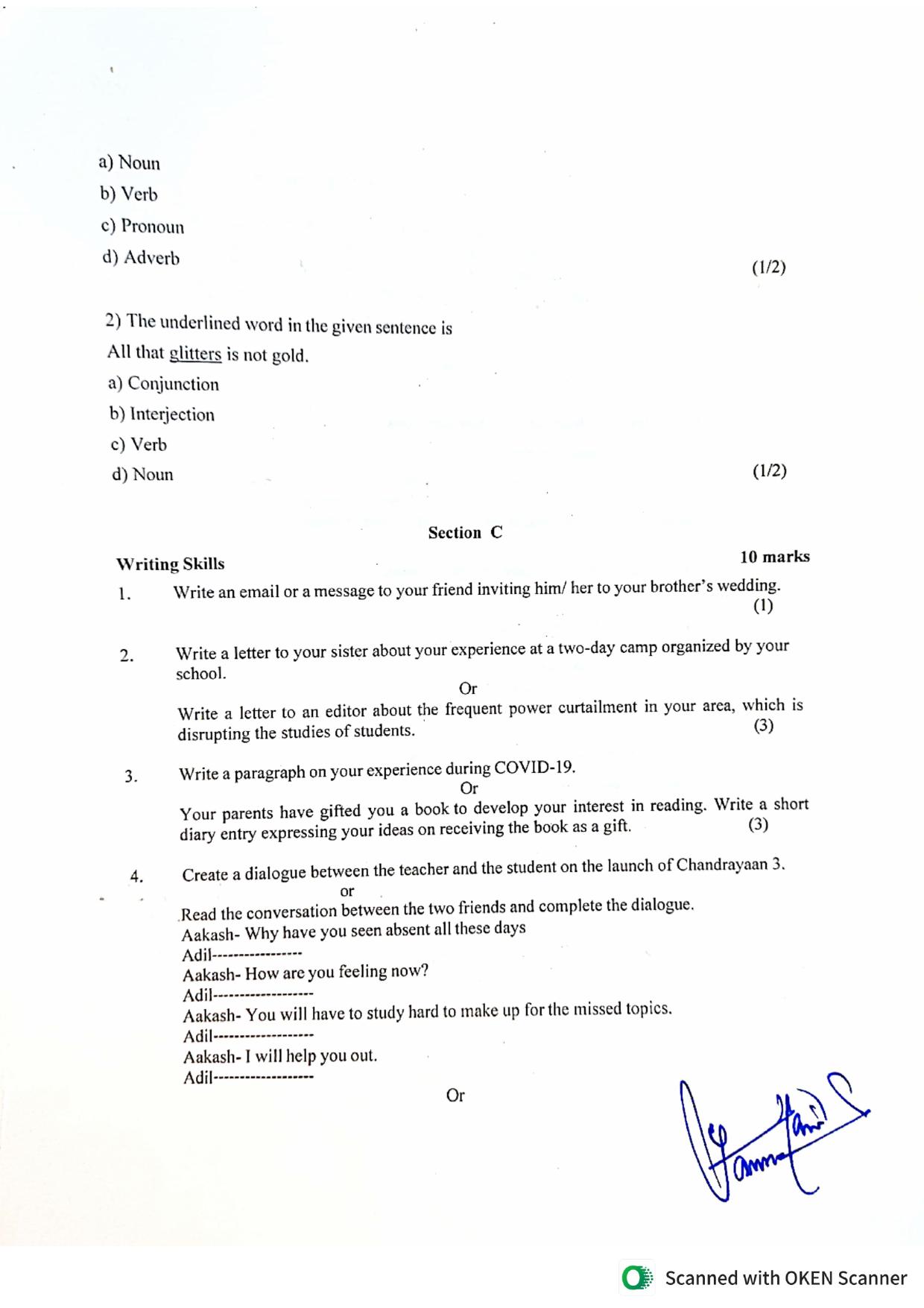 JKBOSE Class 9 English Model Question Paper - Page 5