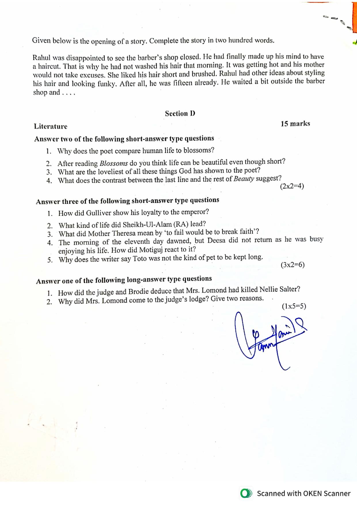 JKBOSE Class 9 English Model Question Paper - Page 8