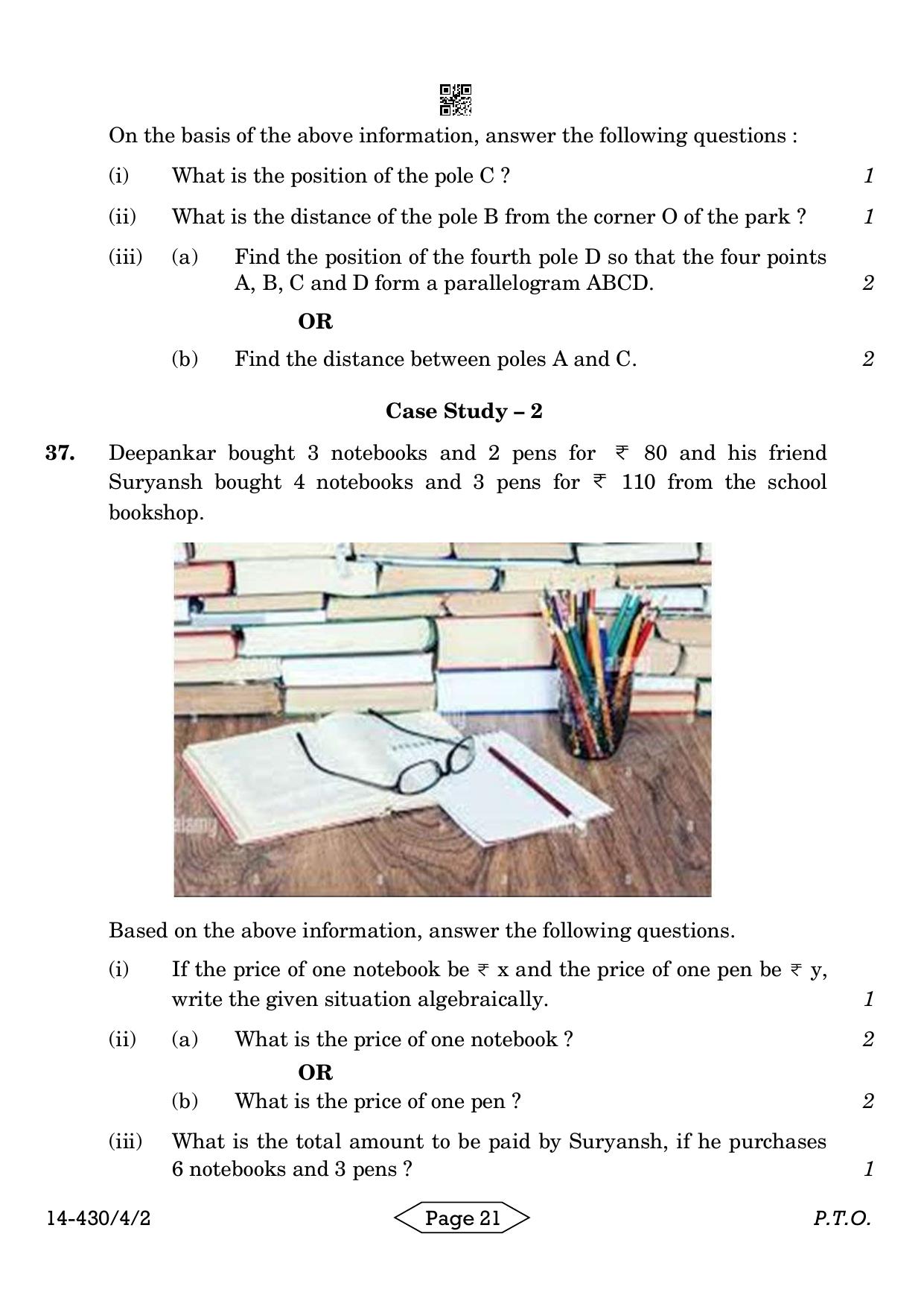 CBSE Class 10 430-4-2 Mathematics Basic 2024 Question Paper - Page 21