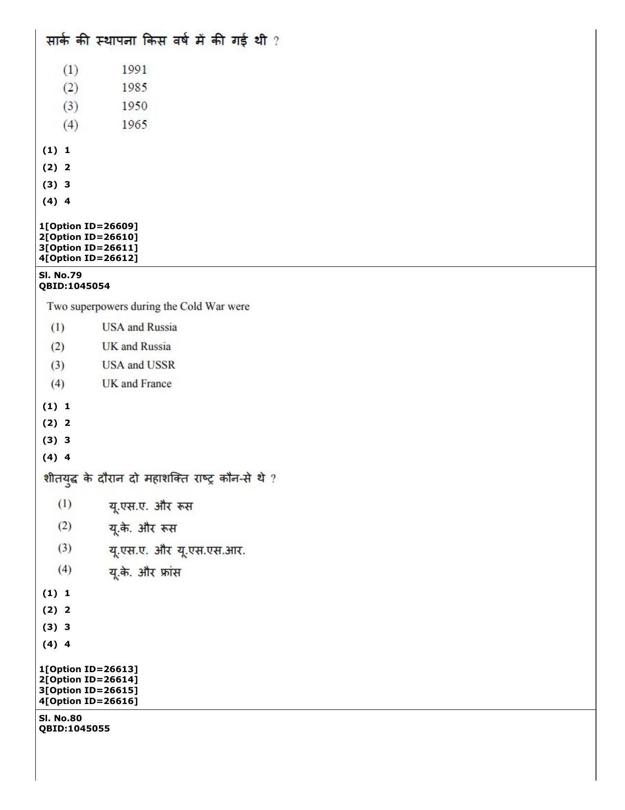 CUET (PG) 2022: PGQP-42 Political Science (09-09-2022) Question Paper - Page 62