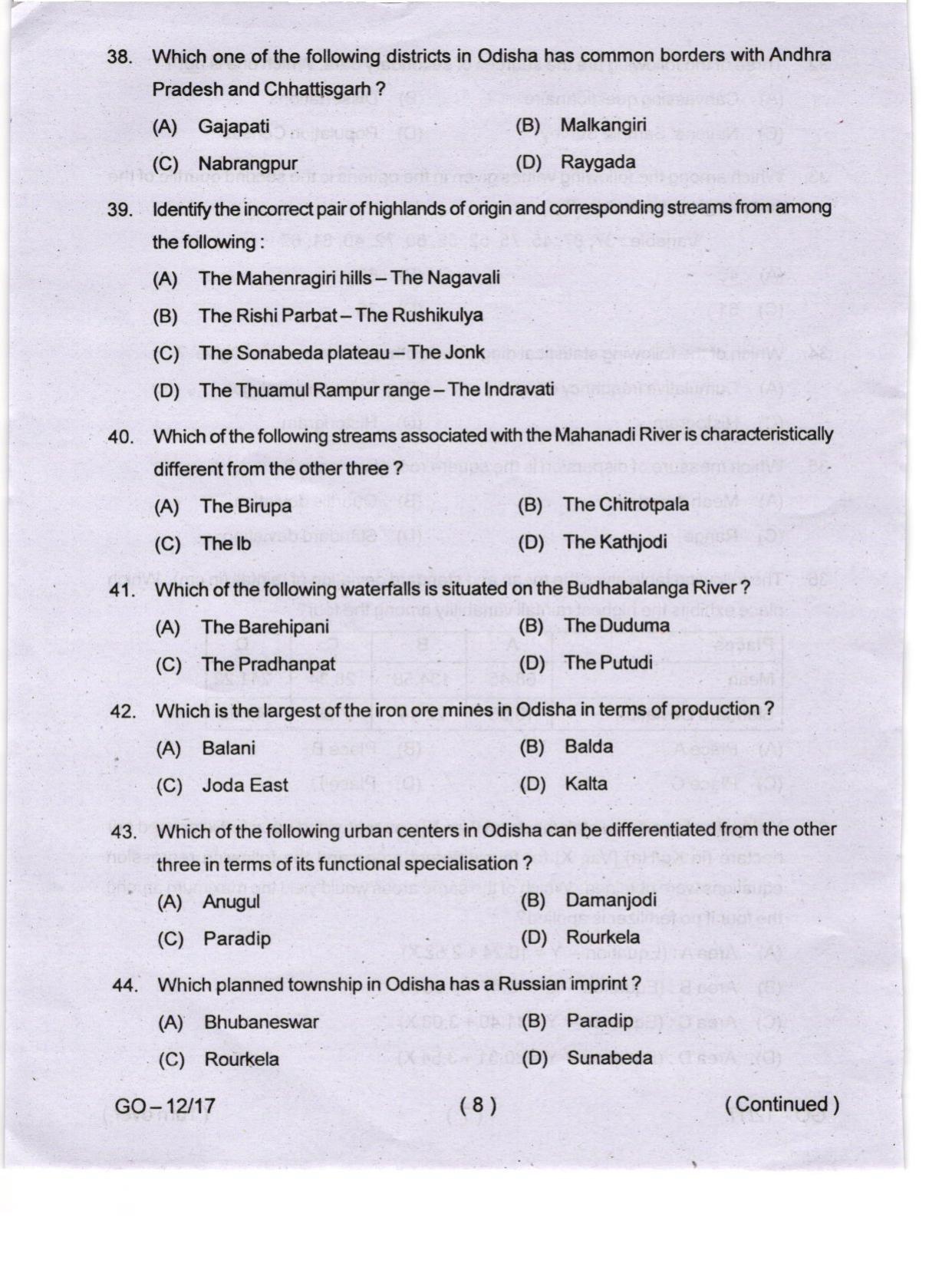 Odisha CPET 2024 GEOGRAPHY Question Paper - Page 8