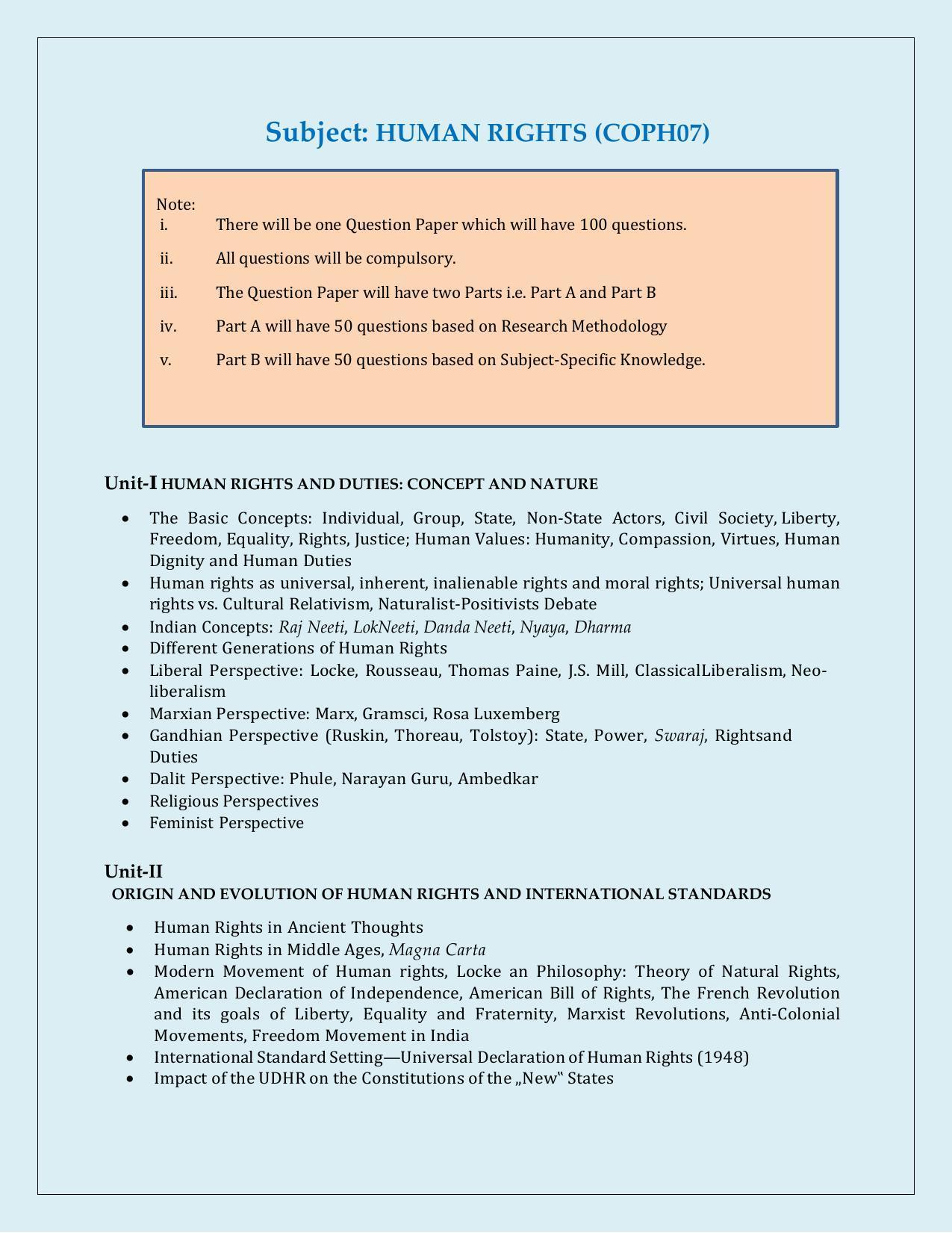 NTA PhD Entrance Exam Human Rights Syllabus - Page 1
