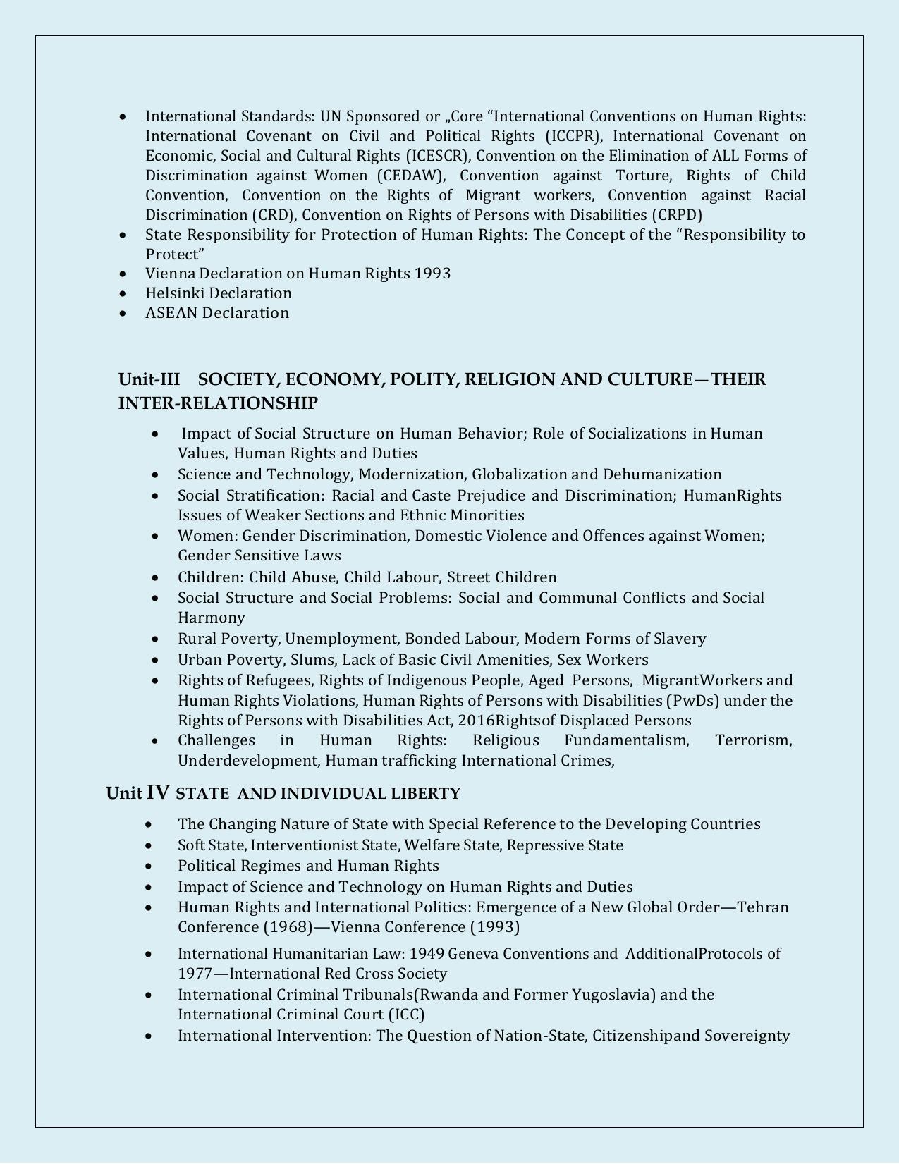 NTA PhD Entrance Exam Human Rights Syllabus - Page 2