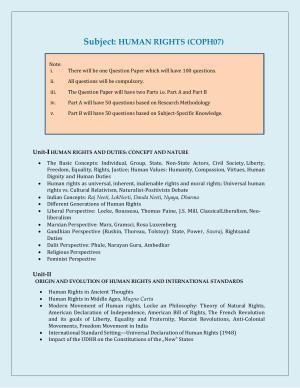 NTA PhD Entrance Exam Human Rights Syllabus