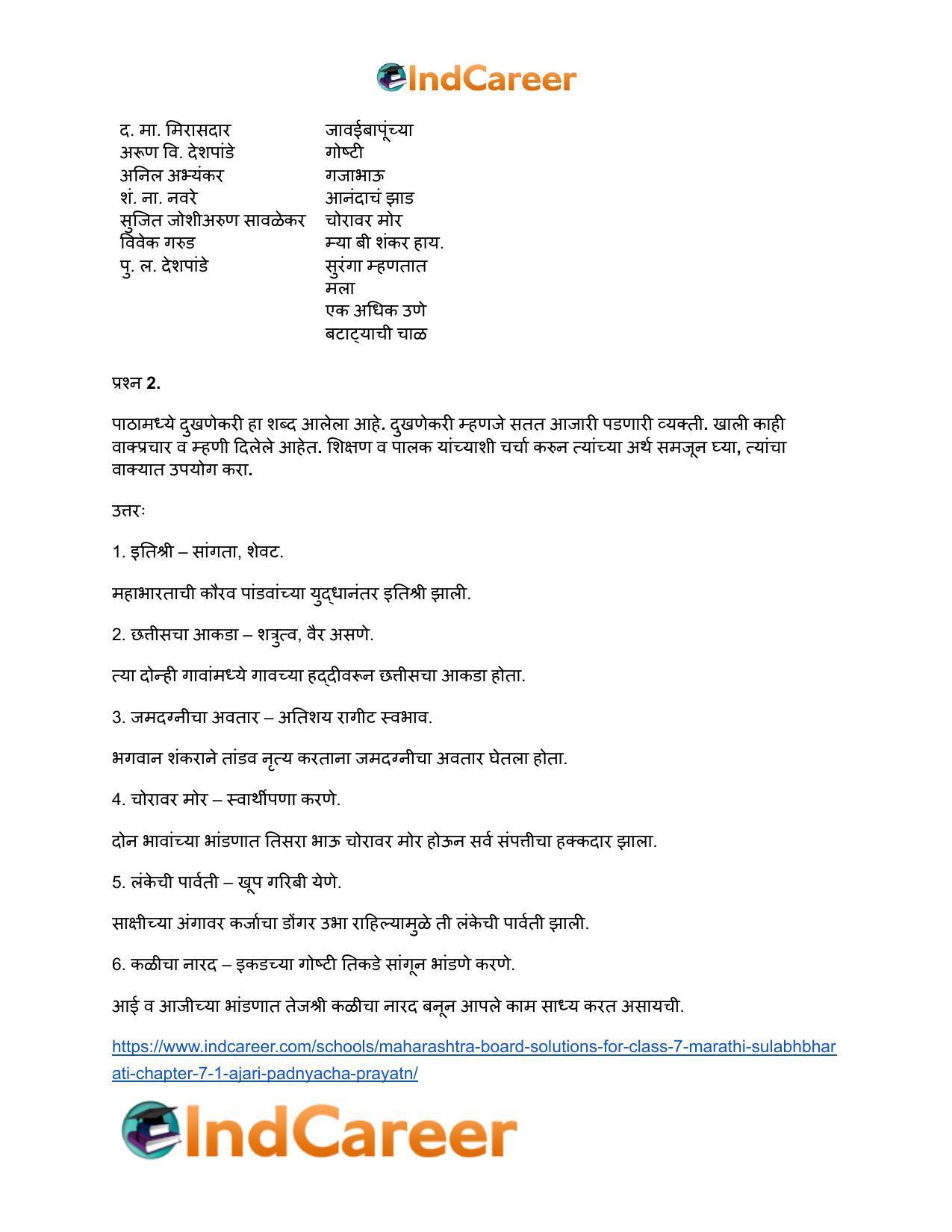 Maharashtra Board Solutions for Class 7- Marathi Sulabhbharati: Chapter 7.1- आजारी पडण्याचा प्रयोग - Page 19