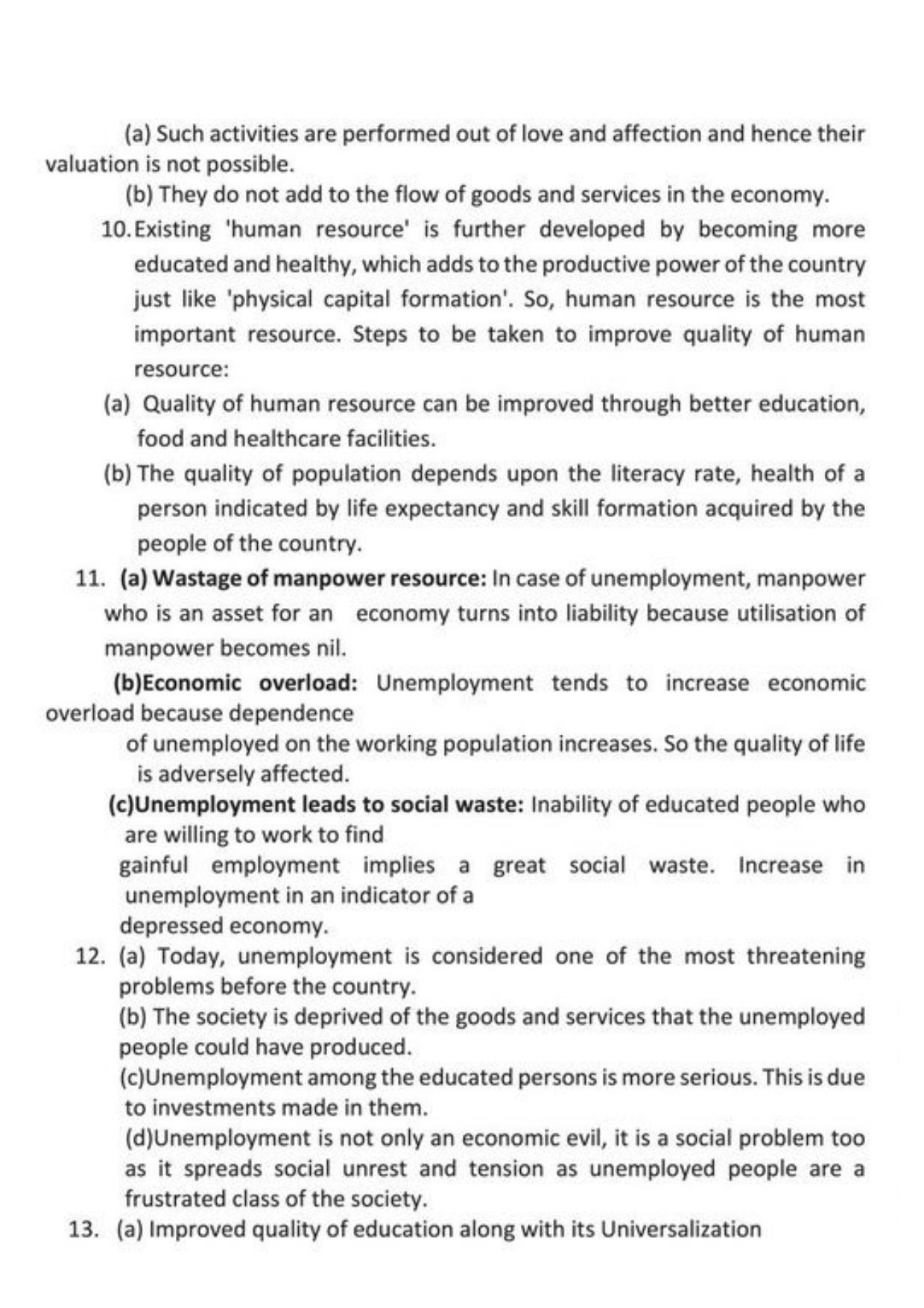 Class 9 Notes, Question & Practice Paper - Economics (Topic 2 : People as Resource) - Page 9