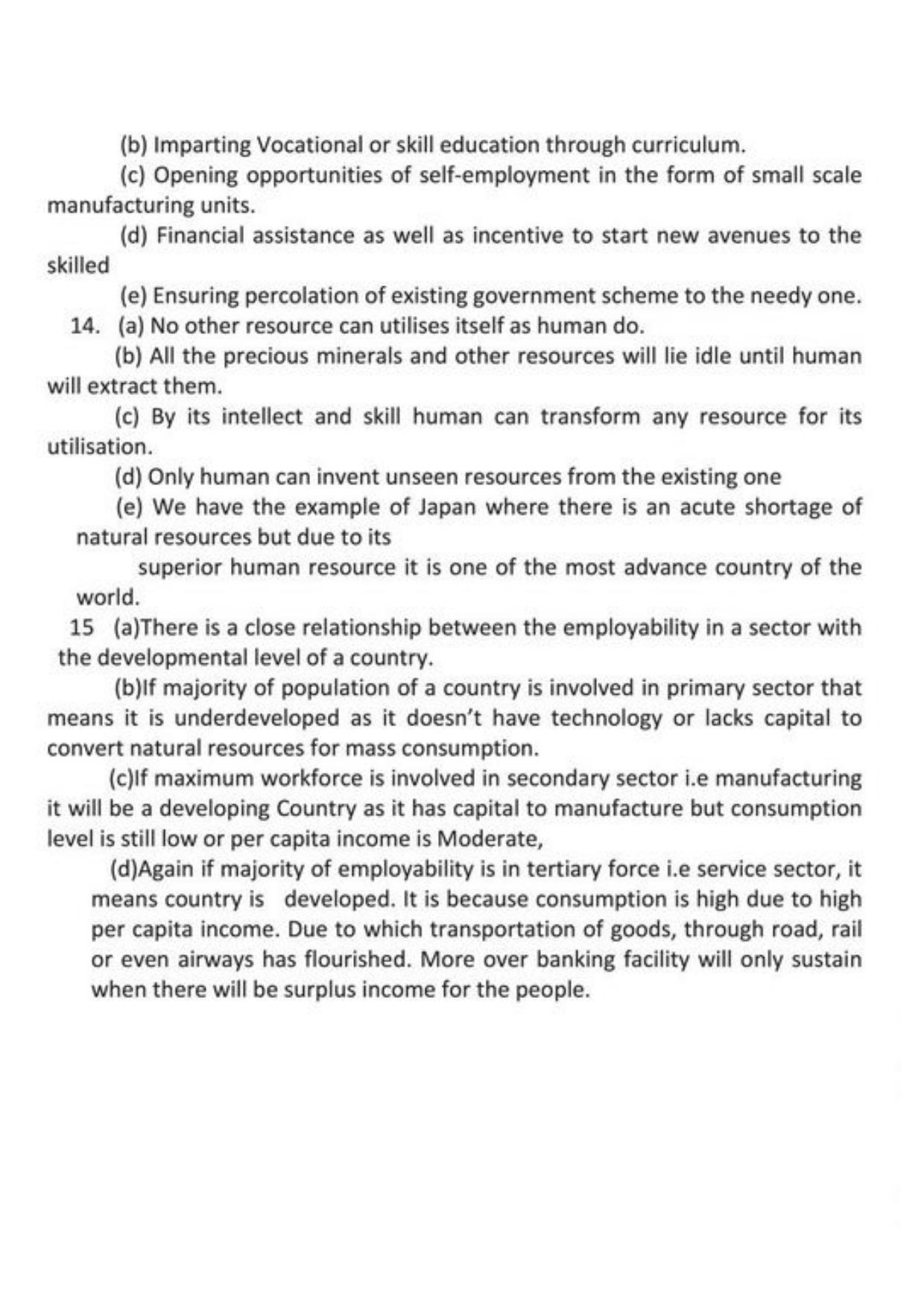Class 9 Notes, Question & Practice Paper - Economics (Topic 2 : People as Resource) - Page 10