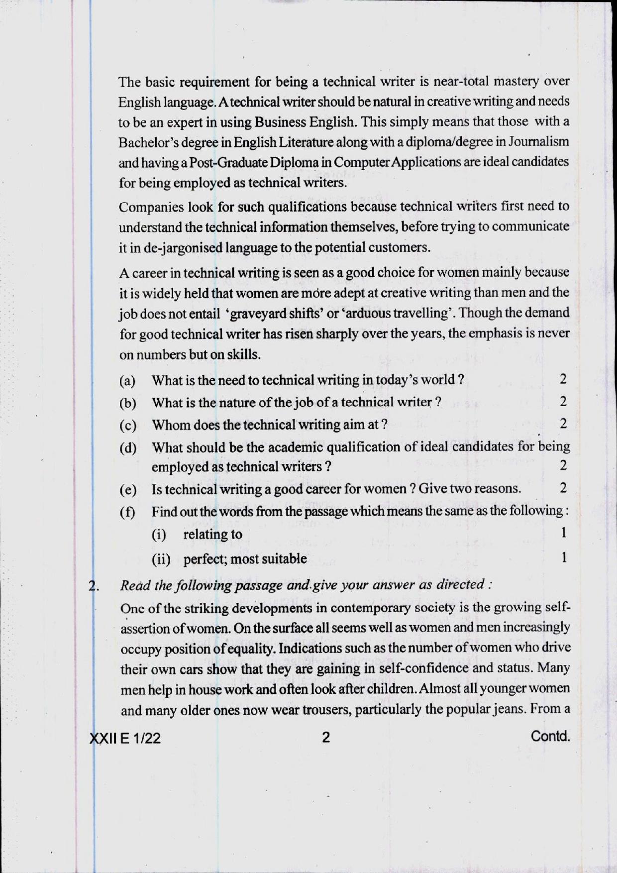 COHSEM 12th Question Papers 2022 English - Page 2