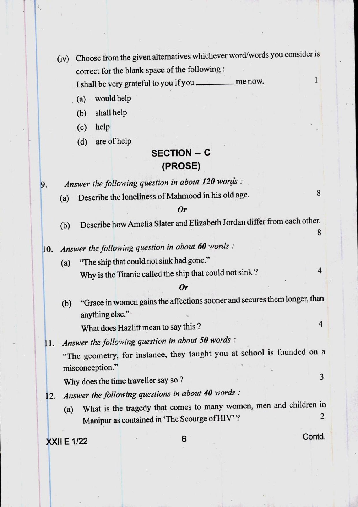 COHSEM 12th Question Papers 2022 English - Page 6