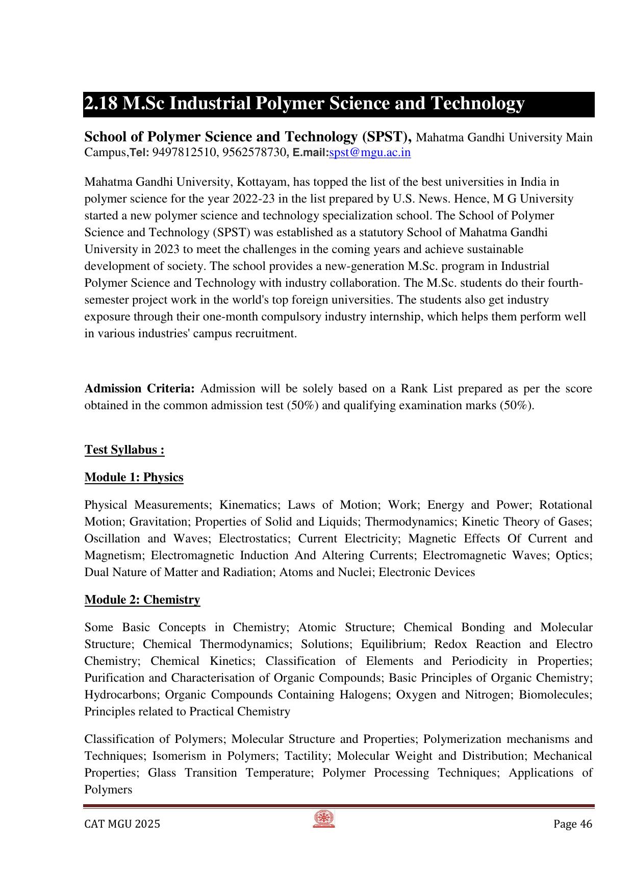 MGU CAT 2025 Syllabus - Page 46