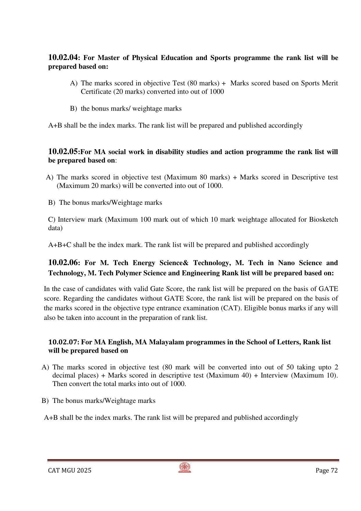 MGU CAT 2025 Syllabus - Page 72